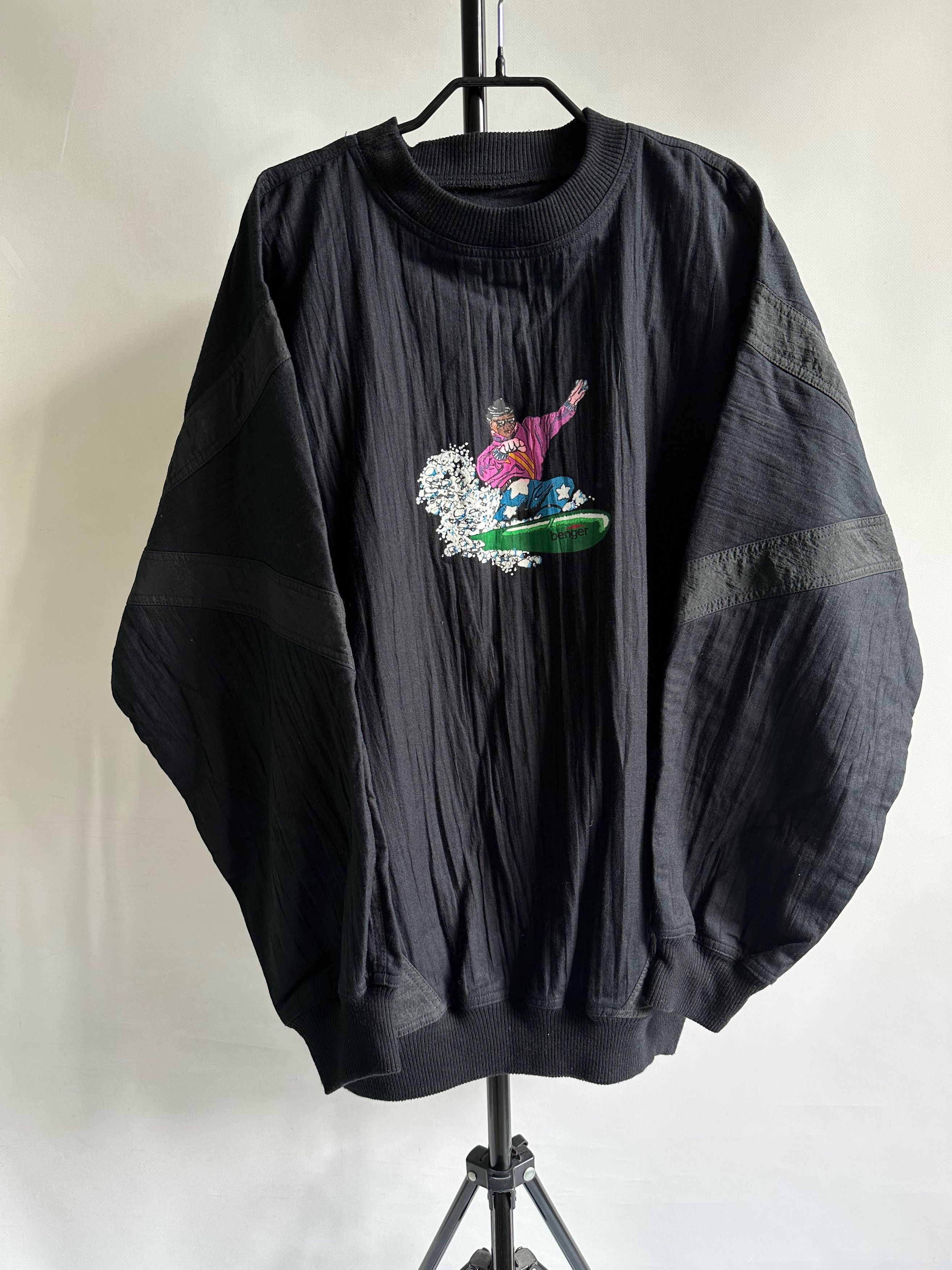 Vintage 80's - 90's BENGER vintage ski snowboarding sweatshirt black Size US XL / EU 56 / 4 - 10 Thumbnail