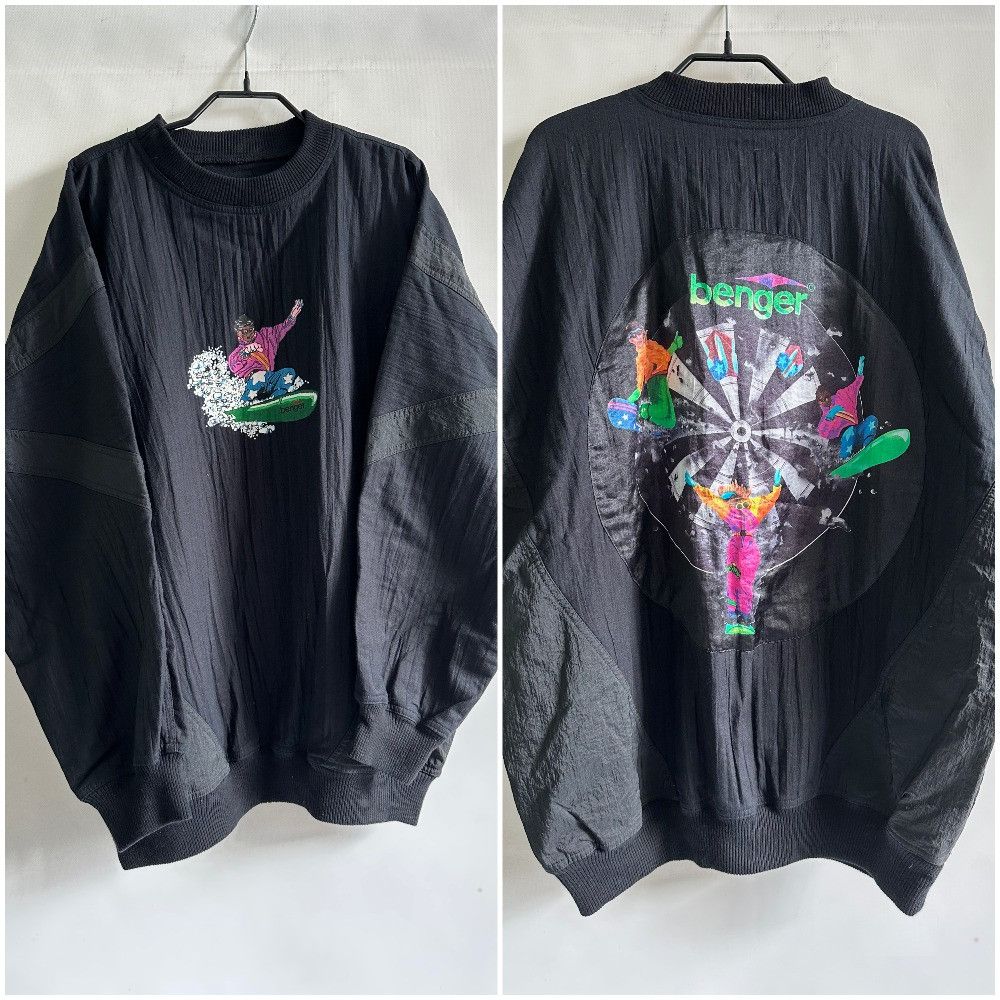 Vintage 80's - 90's BENGER vintage ski snowboarding sweatshirt black Size US XL / EU 56 / 4 - 1 Thumbnail
