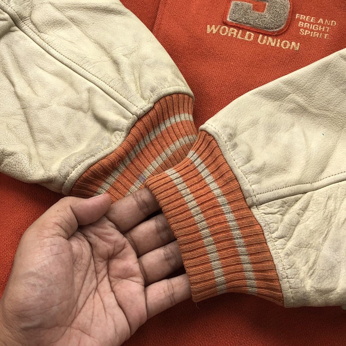 Vintage Vintage Scene World Union Wool Leather Jacket Size US L / EU 52-54 / 3 - 16 Thumbnail