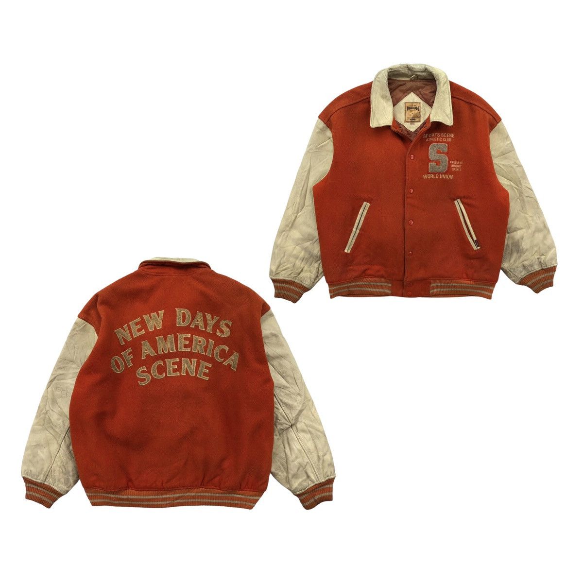 Vintage Vintage Scene World Union Wool Leather Jacket Size US L / EU 52-54 / 3 - 3 Thumbnail
