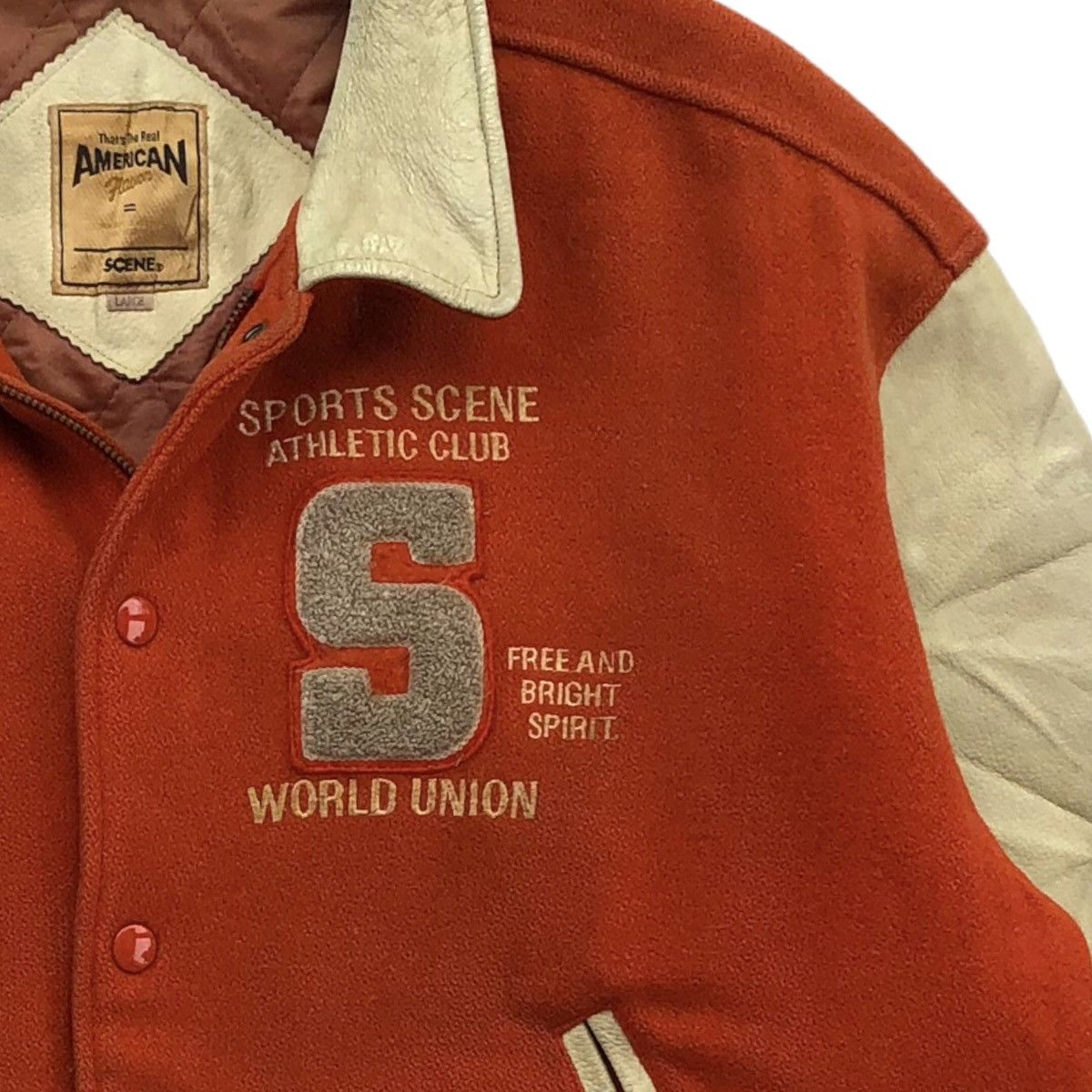 Vintage Vintage Scene World Union Wool Leather Jacket Size US L / EU 52-54 / 3 - 4 Thumbnail