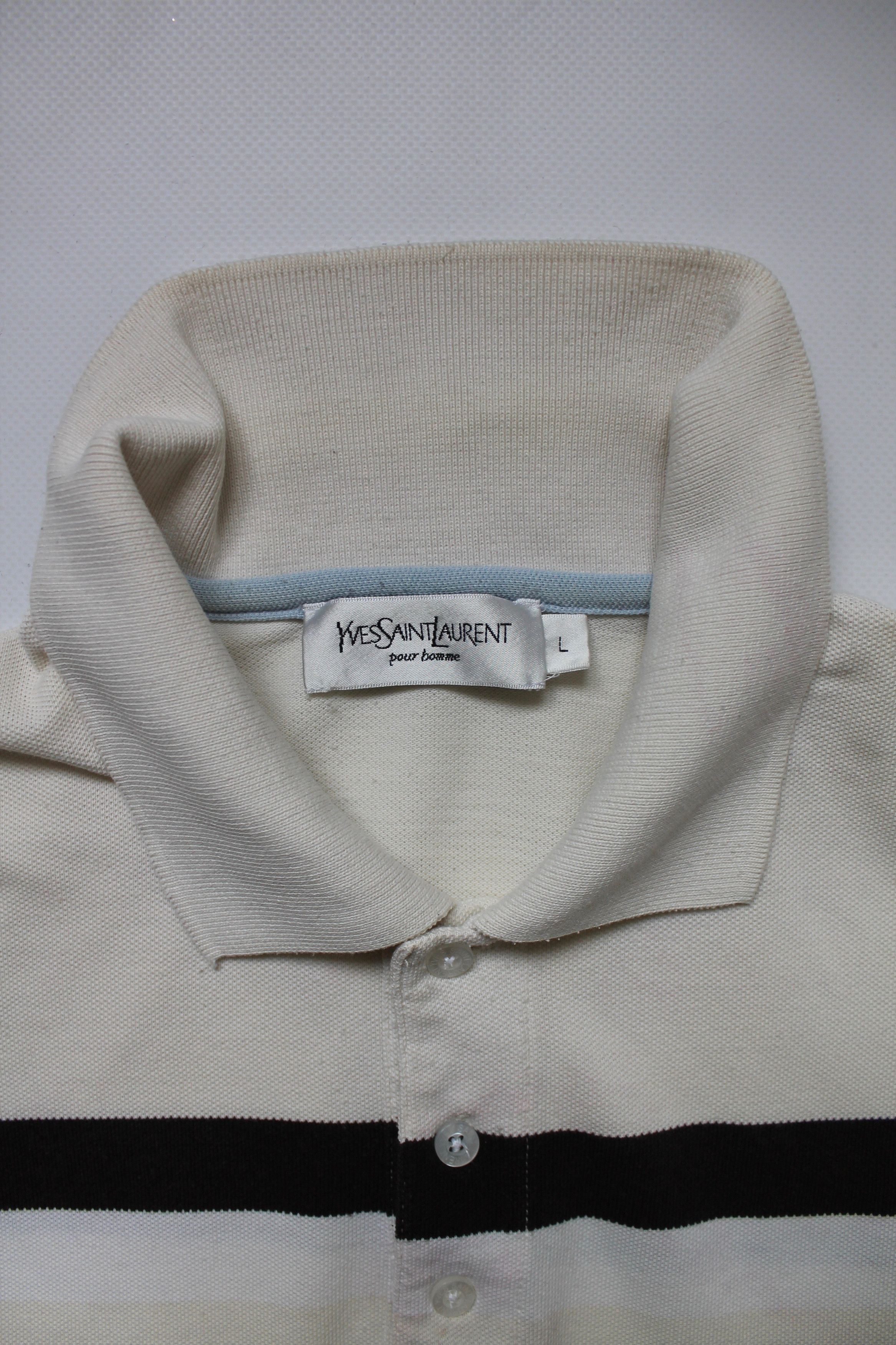 Vintage YSL Yves Saint Laurent Striped Polo Shirt Size US L / EU 52-54 / 3 - 11 Thumbnail