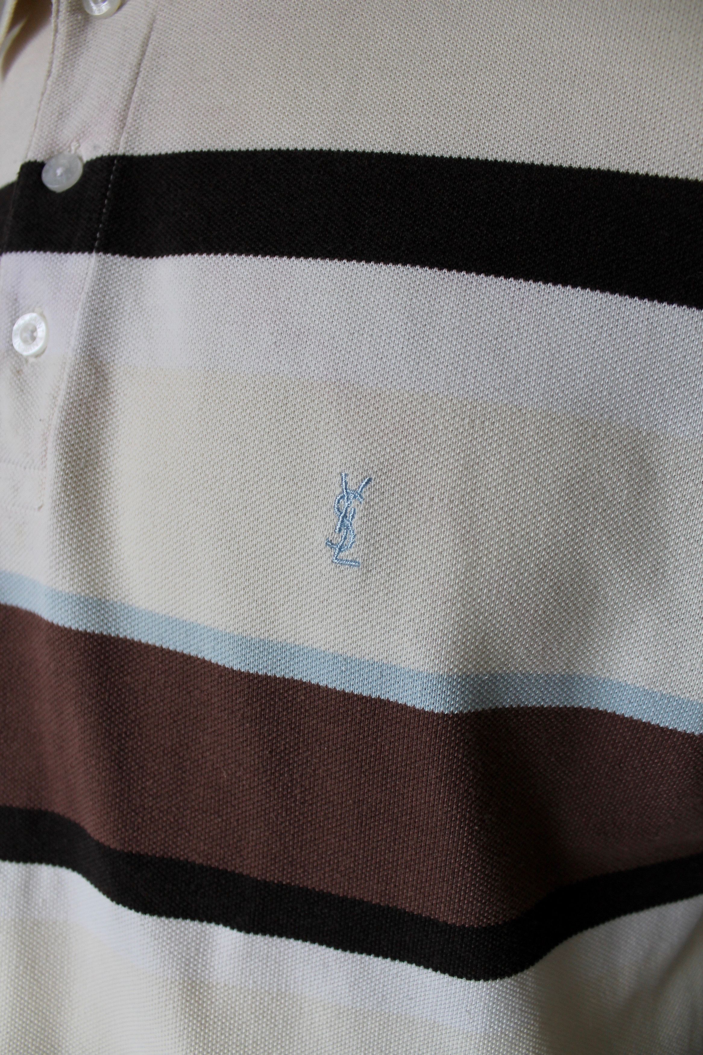Vintage YSL Yves Saint Laurent Striped Polo Shirt Size US L / EU 52-54 / 3 - 7 Thumbnail