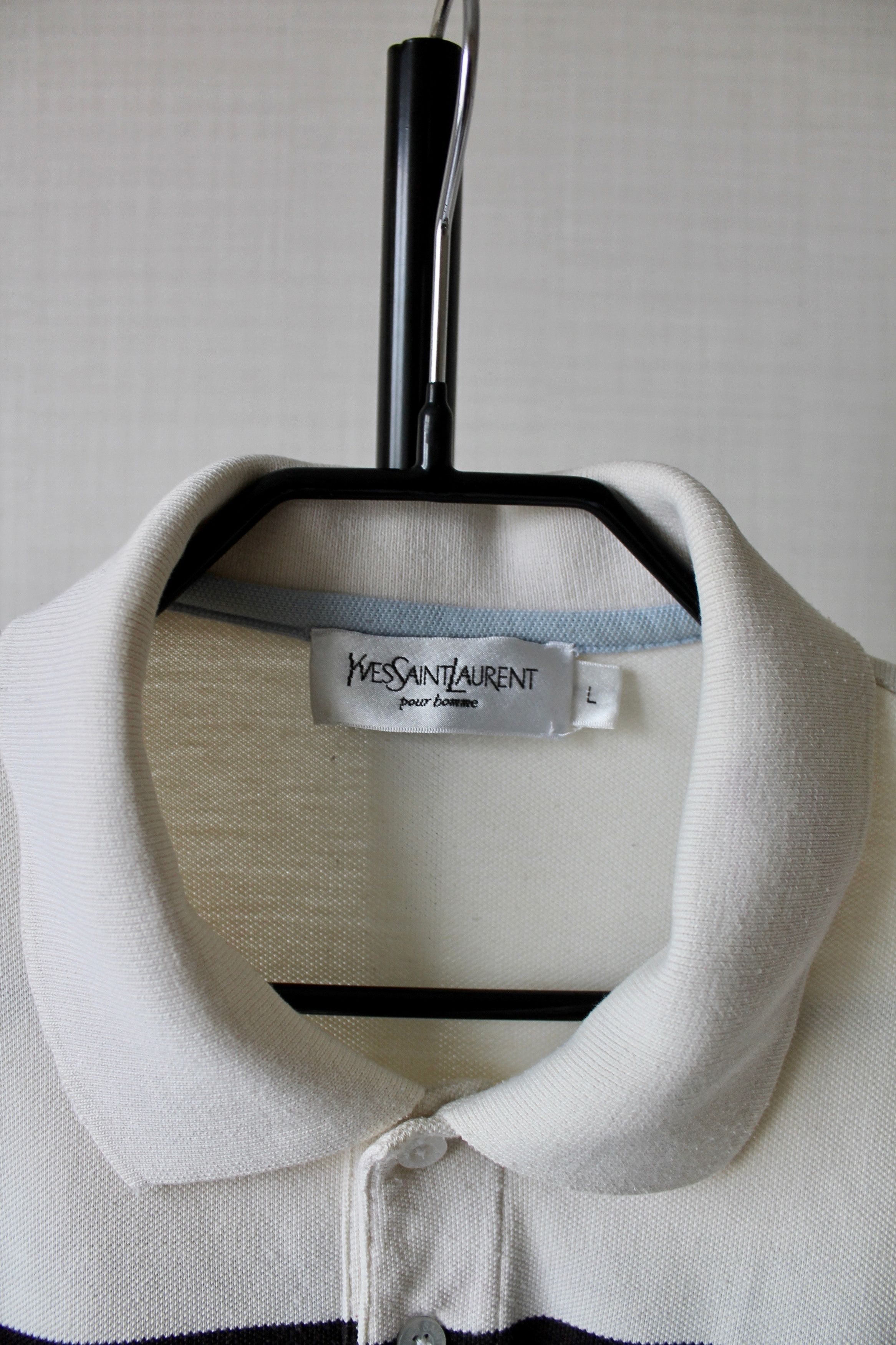 Vintage YSL Yves Saint Laurent Striped Polo Shirt Size US L / EU 52-54 / 3 - 3 Thumbnail
