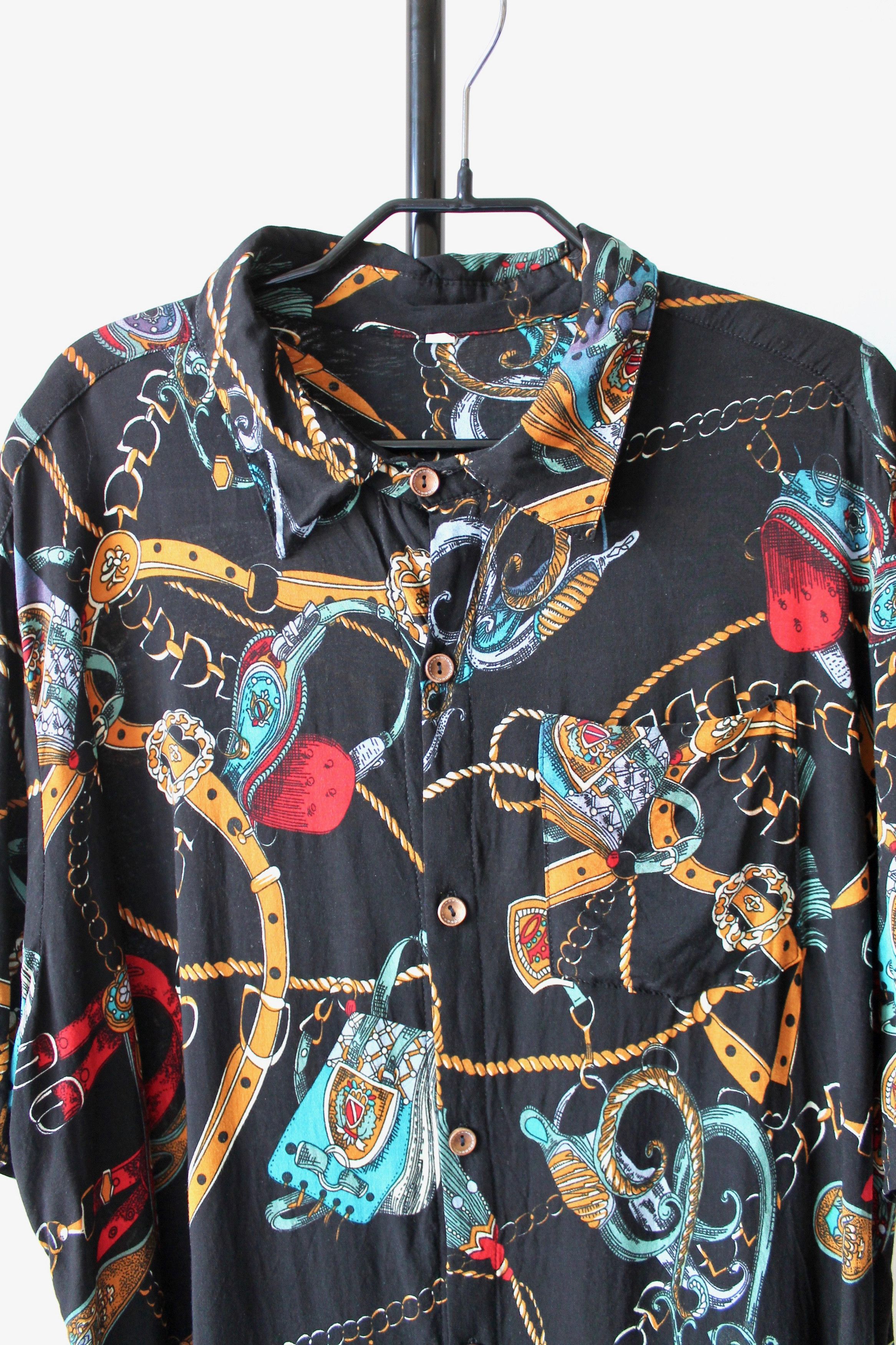 Vintage Viscose Shirt Short Sleeve ART Black Size US L / EU 52-54 / 3 - 2 Thumbnail