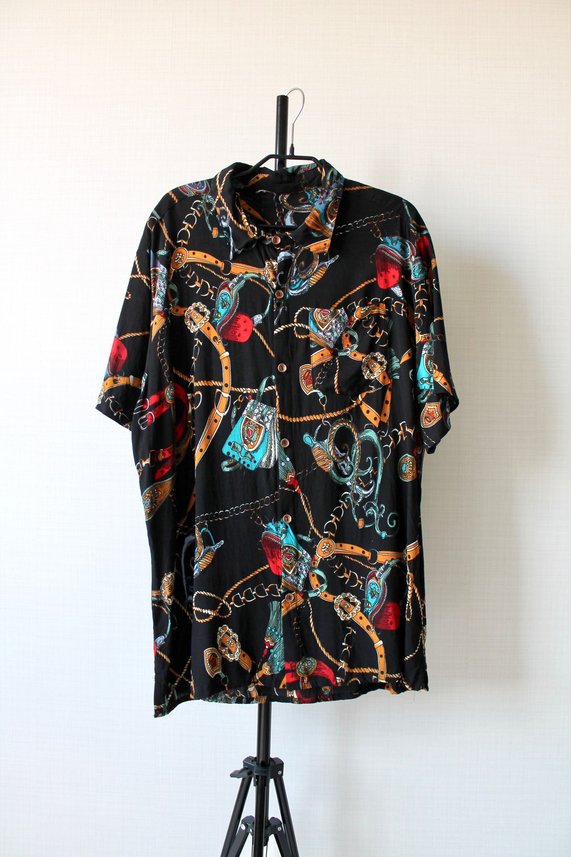 Vintage Viscose Shirt Short Sleeve ART Black Size US L / EU 52-54 / 3 - 3 Thumbnail