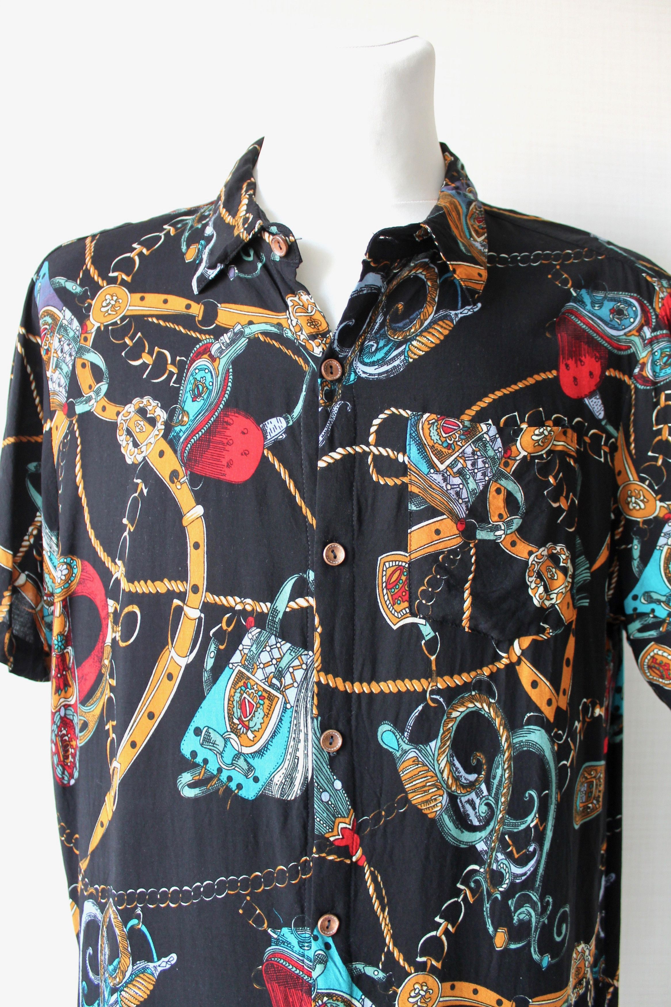 Vintage Viscose Shirt Short Sleeve ART Black Size US L / EU 52-54 / 3 - 10 Thumbnail