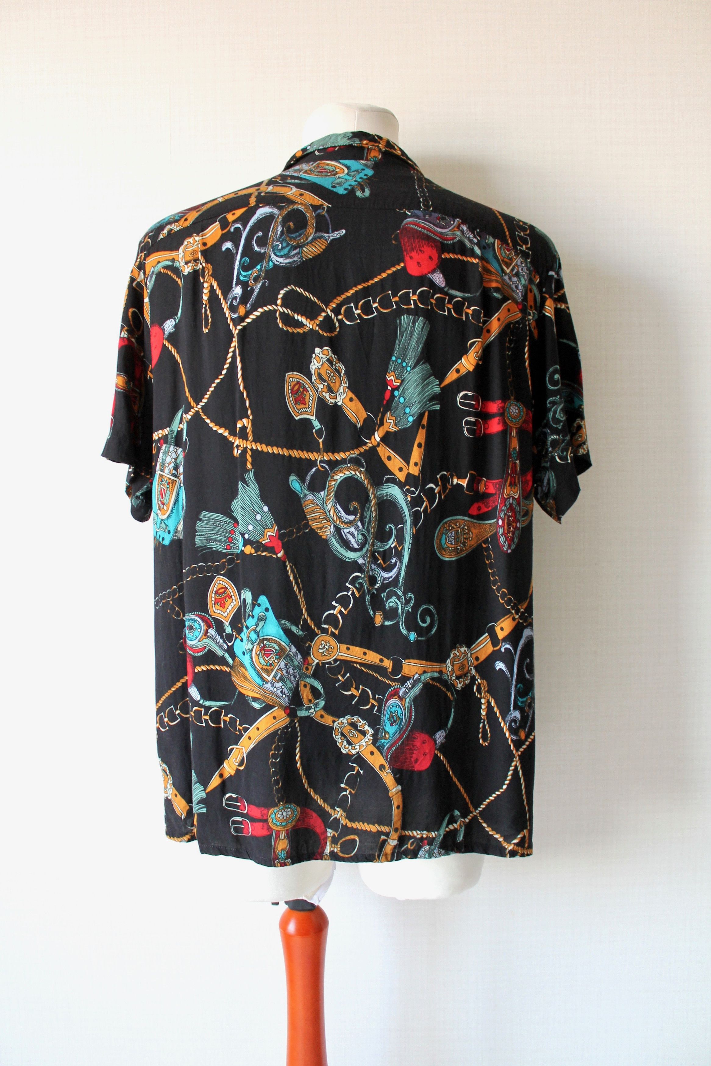 Vintage Viscose Shirt Short Sleeve ART Black Size US L / EU 52-54 / 3 - 11 Thumbnail