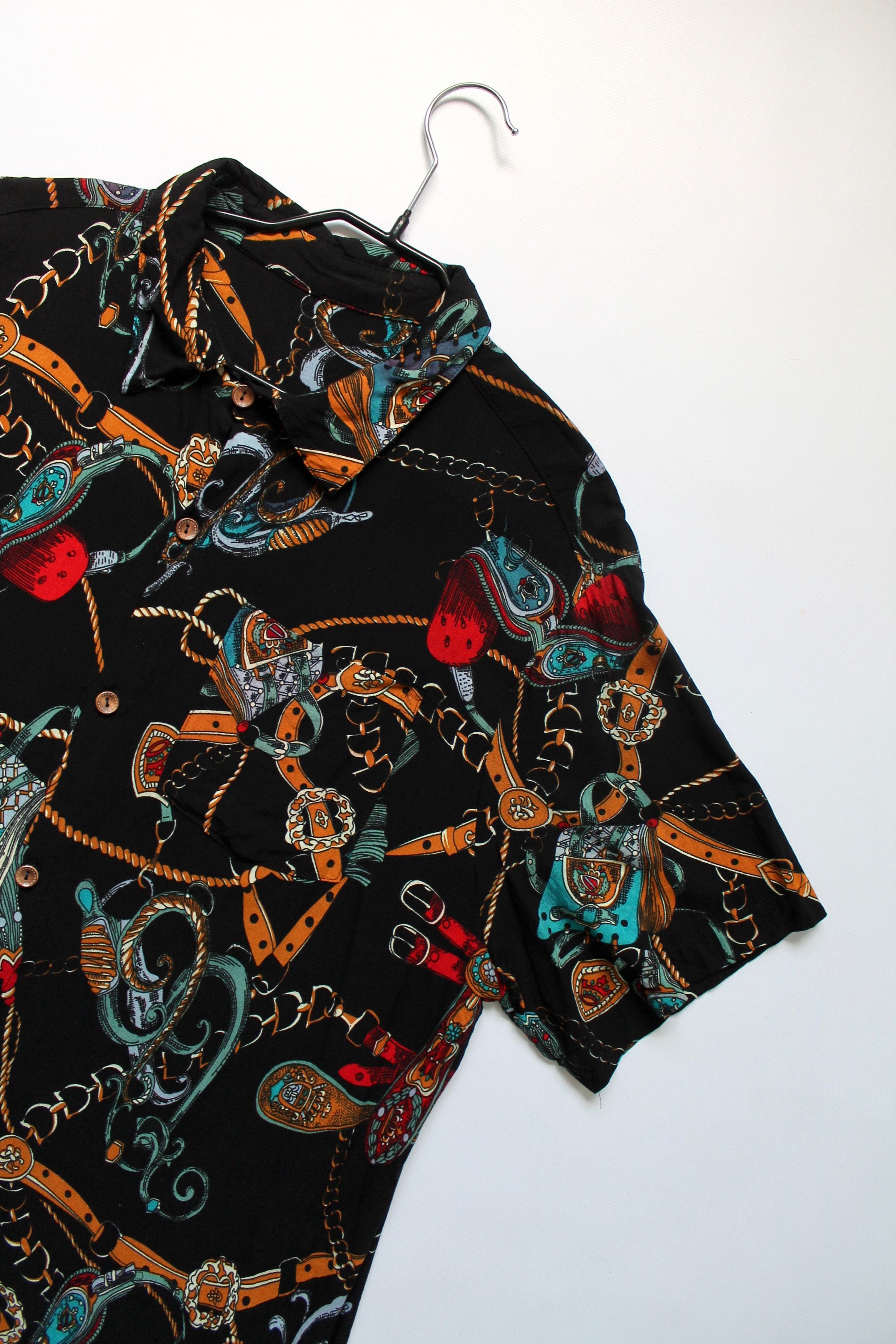 Vintage Viscose Shirt Short Sleeve ART Black Size US L / EU 52-54 / 3 - 7 Thumbnail