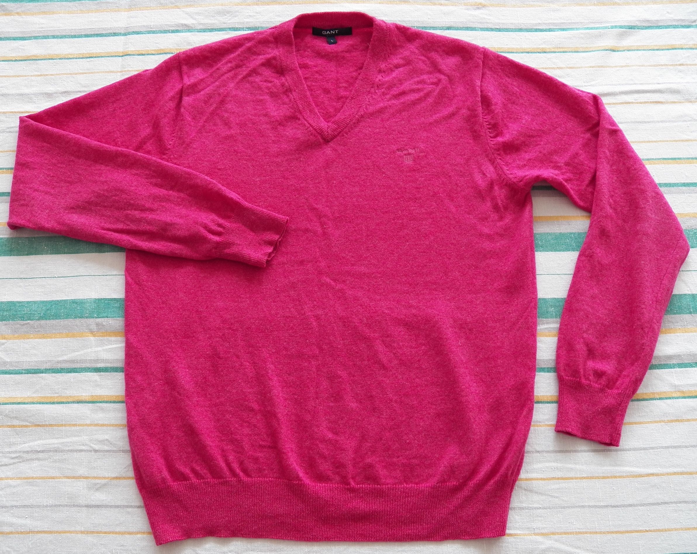 Gant GANT Lambswool V Neck pink rose sweater jumper wool pullover Size US L / EU 52-54 / 3 - 1 Thumbnail