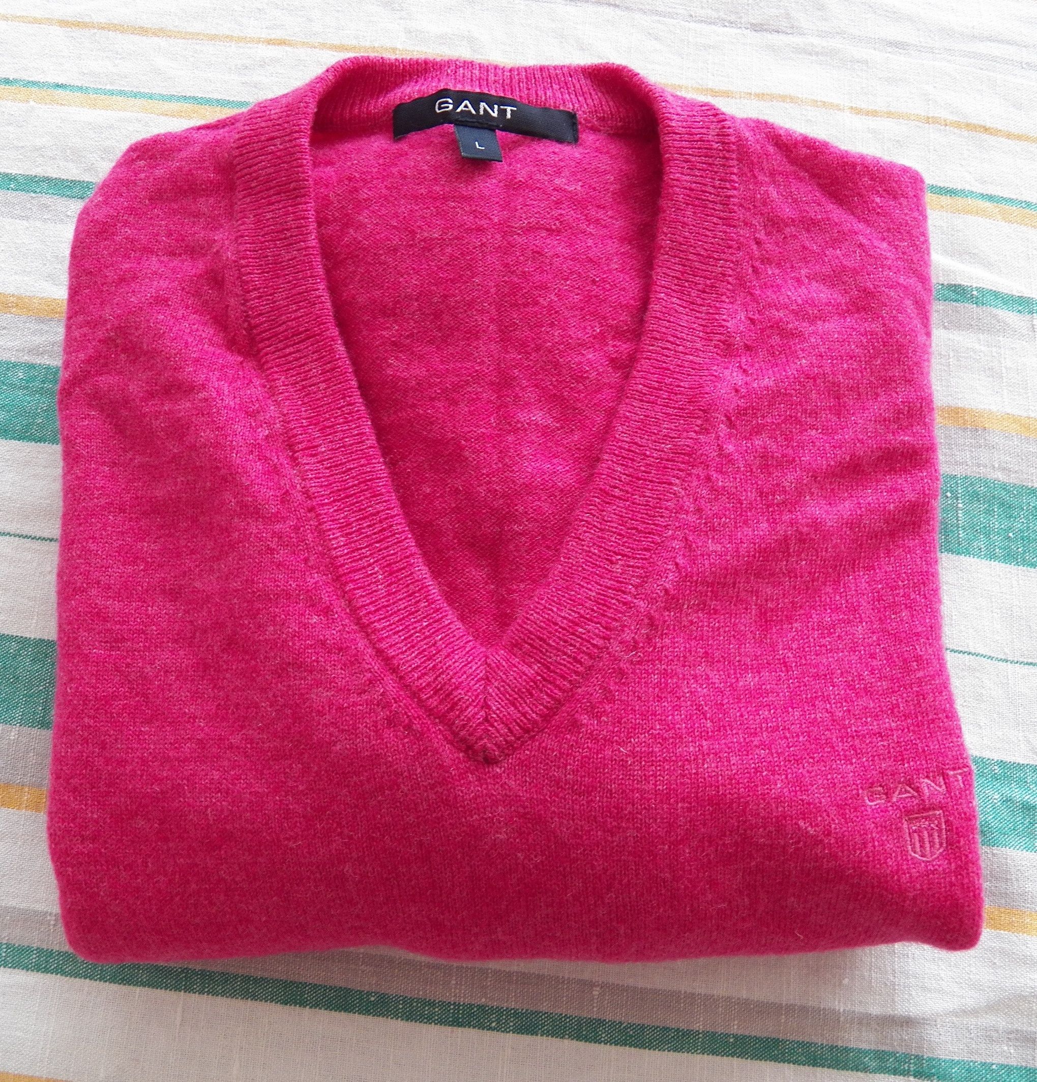Gant GANT Lambswool V Neck pink rose sweater jumper wool pullover Size US L / EU 52-54 / 3 - 6 Thumbnail