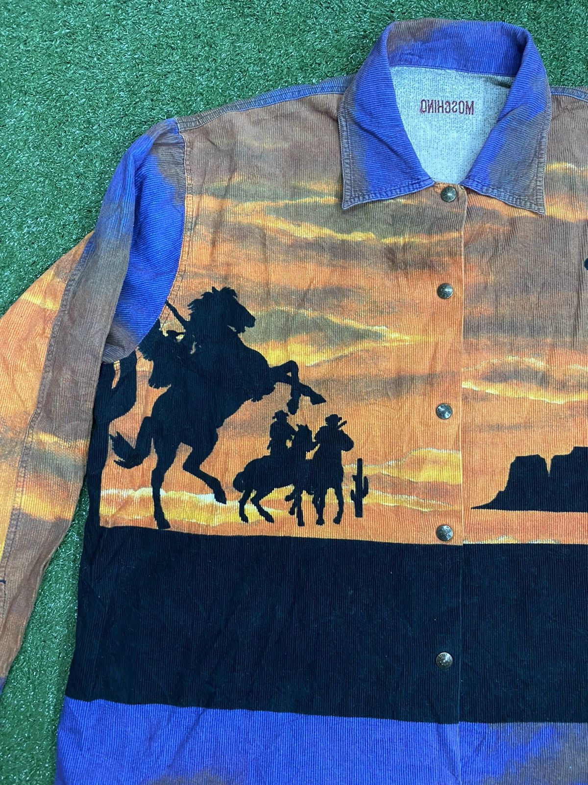 Moschino Vintage 90’s Moschino Nature Cowboy Motif Curdoroy Shirt Size US L / EU 52-54 / 3 - 3 Thumbnail