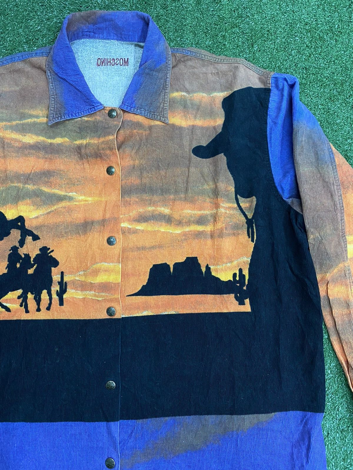 Moschino Vintage 90’s Moschino Nature Cowboy Motif Curdoroy Shirt Size US L / EU 52-54 / 3 - 5 Thumbnail