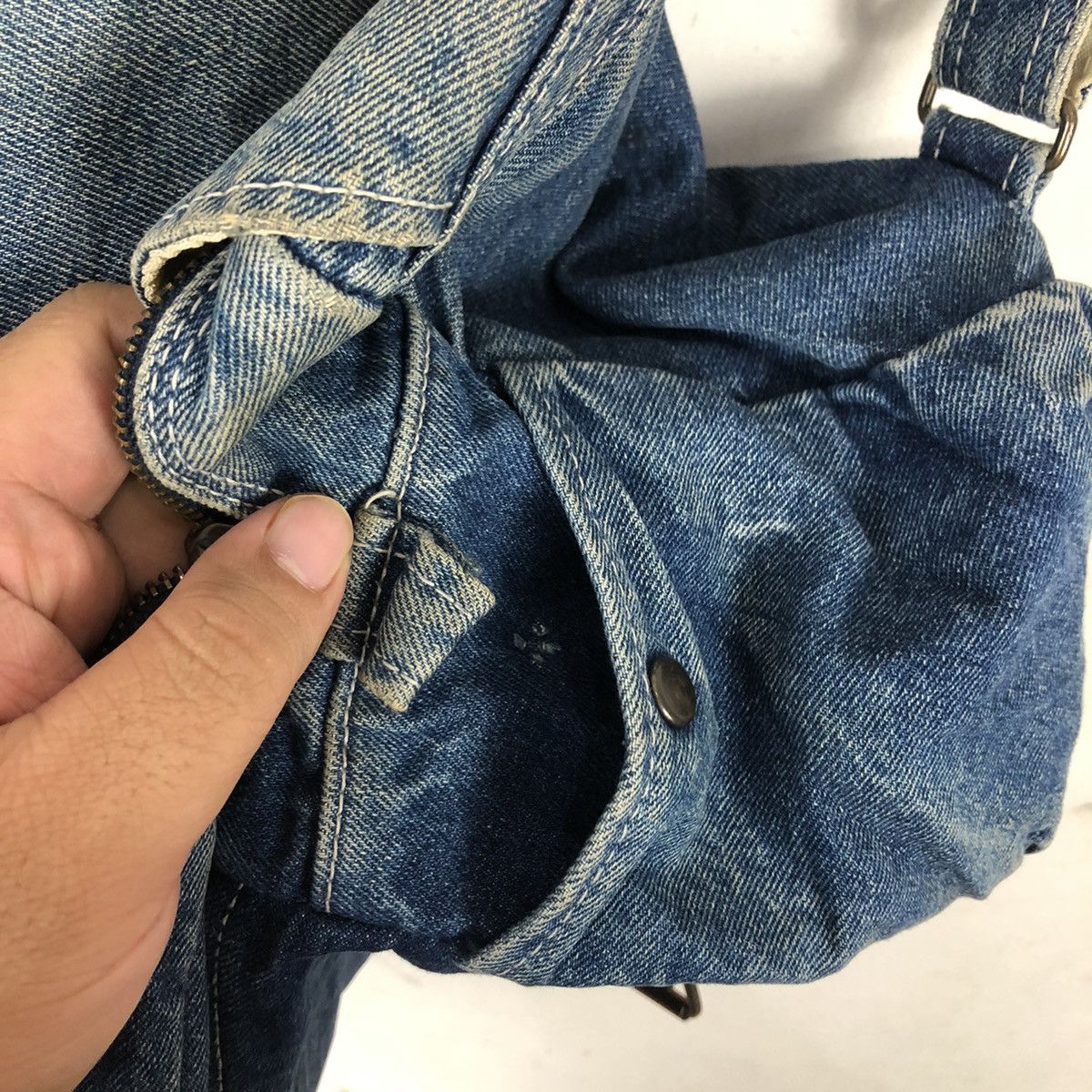 Japanese Brand SHORT BAG DENIM VIA DEMIZON INSPIRED BY KAPITAL JAPAN Size ONE SIZE - 13 Thumbnail