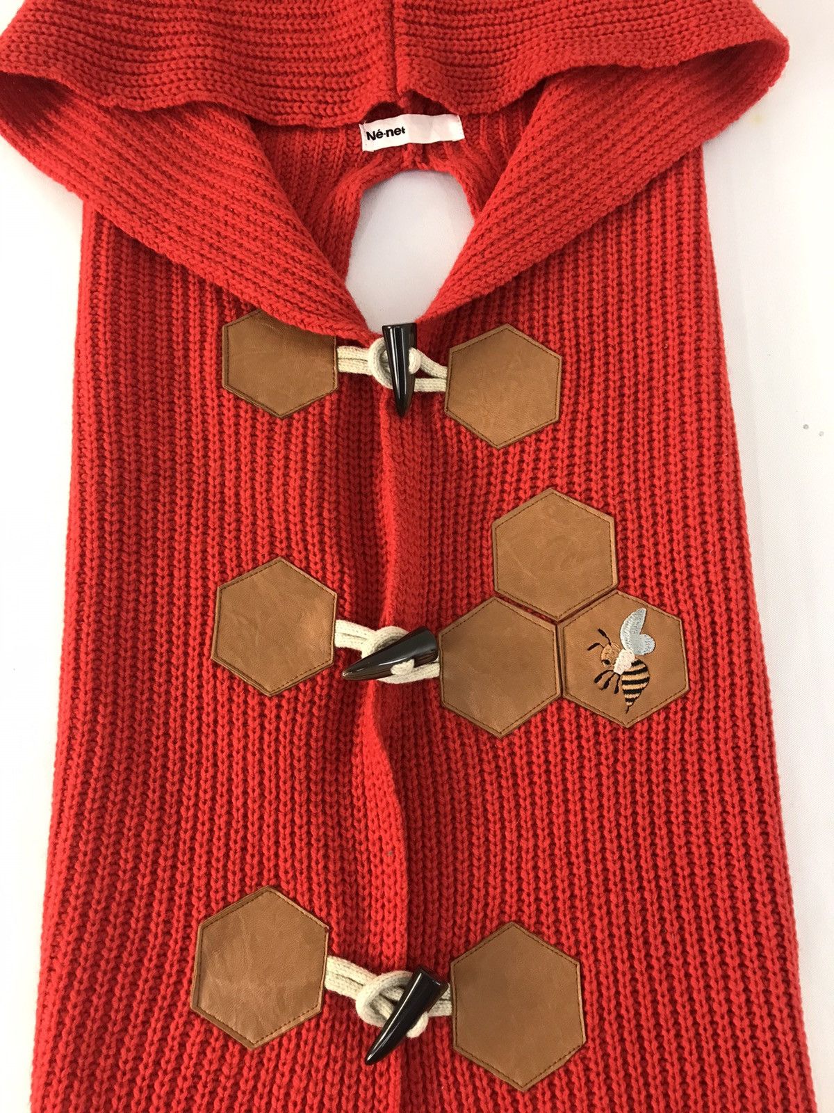 Issey Miyake × Japanese Brand × Ne-Net Ne-Net Knit Cloaks Cape Ponchos Leather Patchwork Size ONE SIZE - 2 Thumbnail