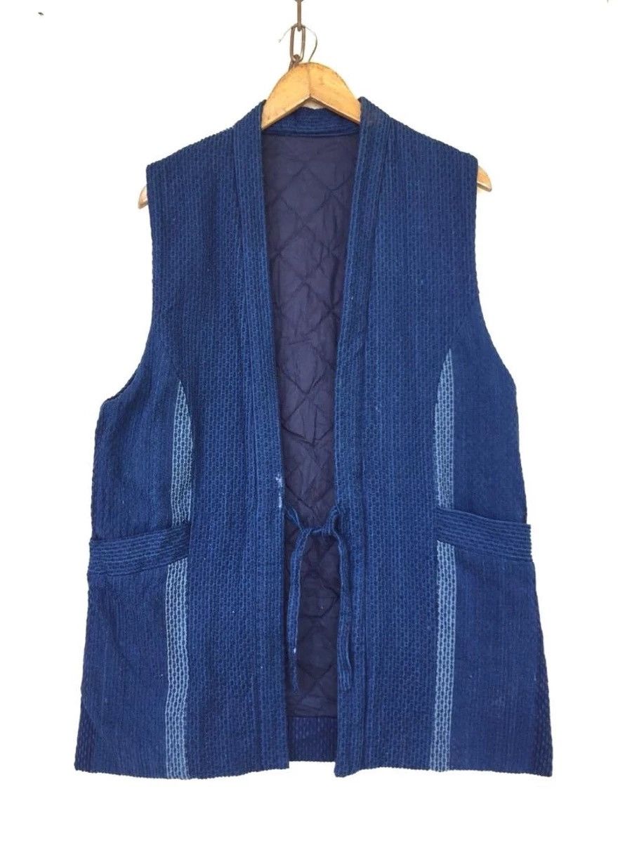 Indigo 🔥Vintage Japanese Traditional Sashiko Indigo Kimono Size US L / EU 52-54 / 3 - 2 Thumbnail