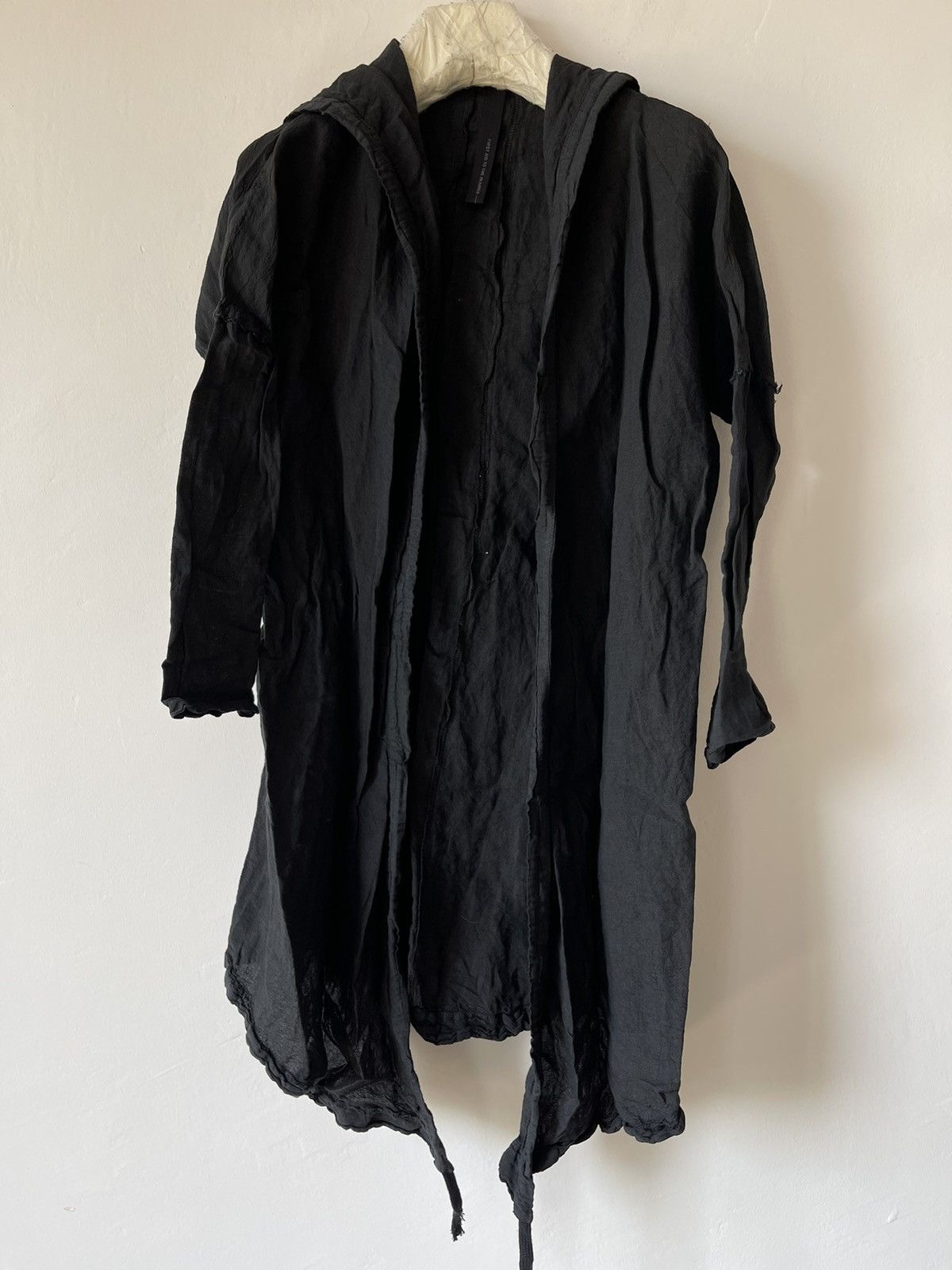 First Aid To The Injured Linen blend open front hooded cardigan 
