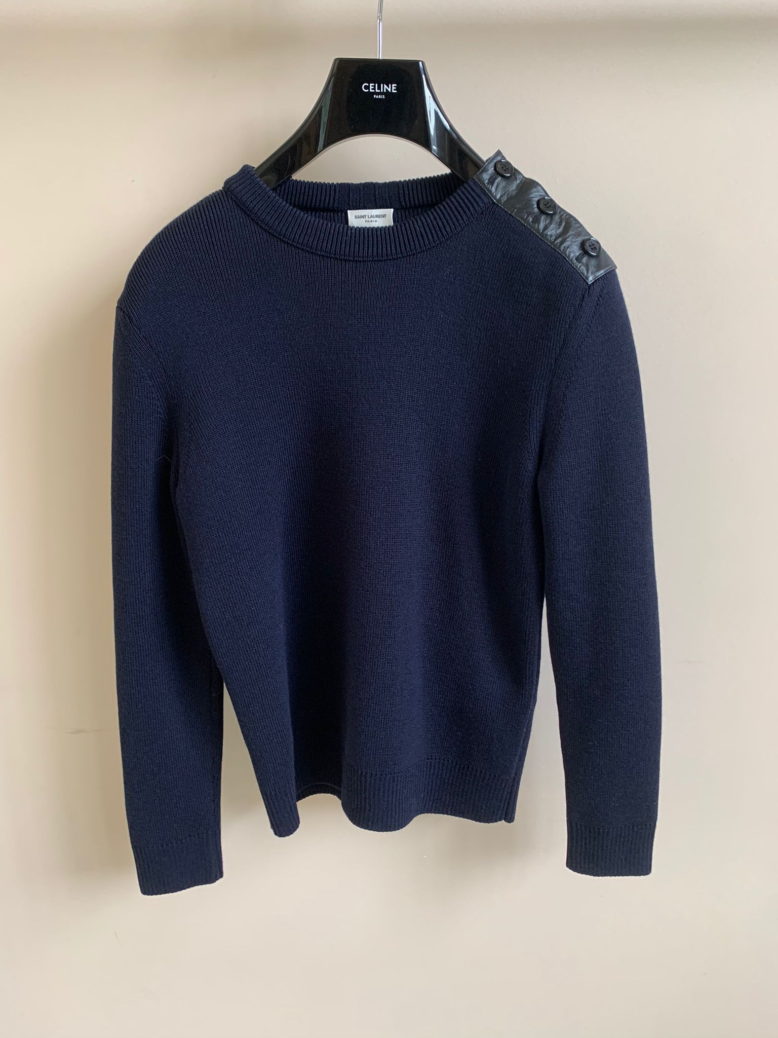 Saint Laurent Paris Knitwear With Button Shoulder - Pull Col Rond Bouton Size US M / EU 48-50 / 2 - 3 Thumbnail