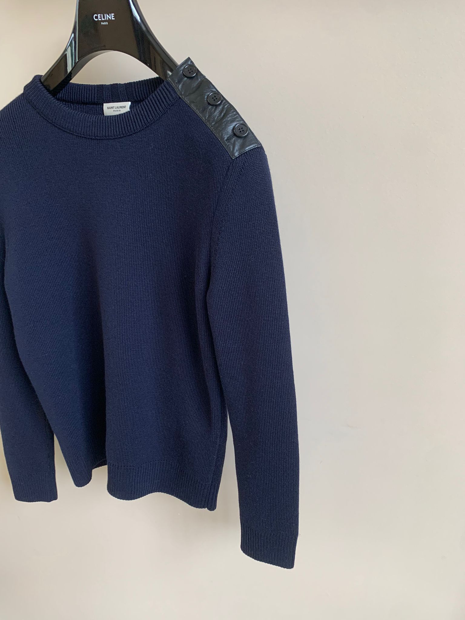 Saint Laurent Paris Knitwear With Button Shoulder - Pull Col Rond Bouton Size US M / EU 48-50 / 2 - 6 Thumbnail