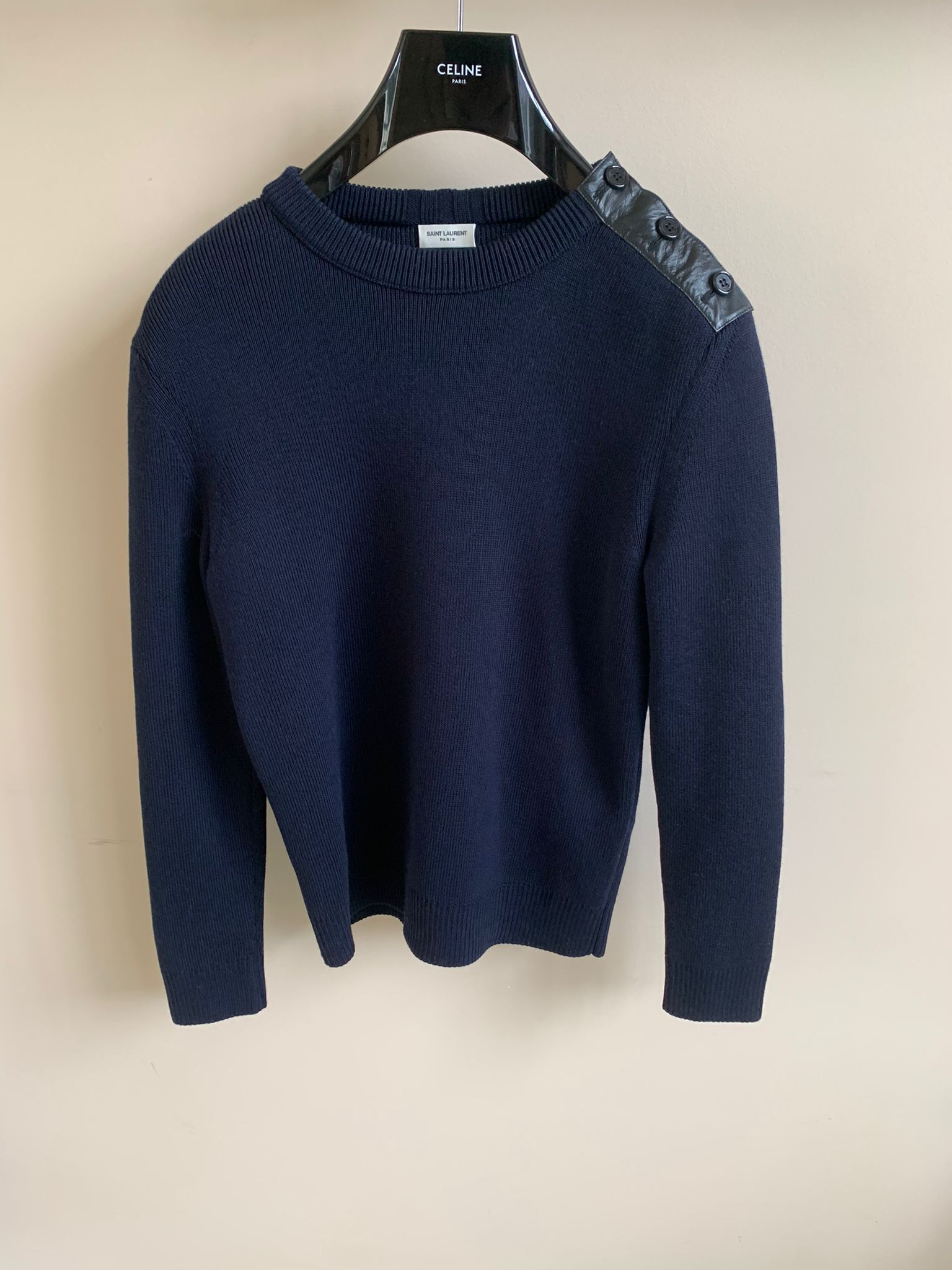 Saint Laurent Paris Knitwear With Button Shoulder - Pull Col Rond Bouton Size US M / EU 48-50 / 2 - 2 Thumbnail