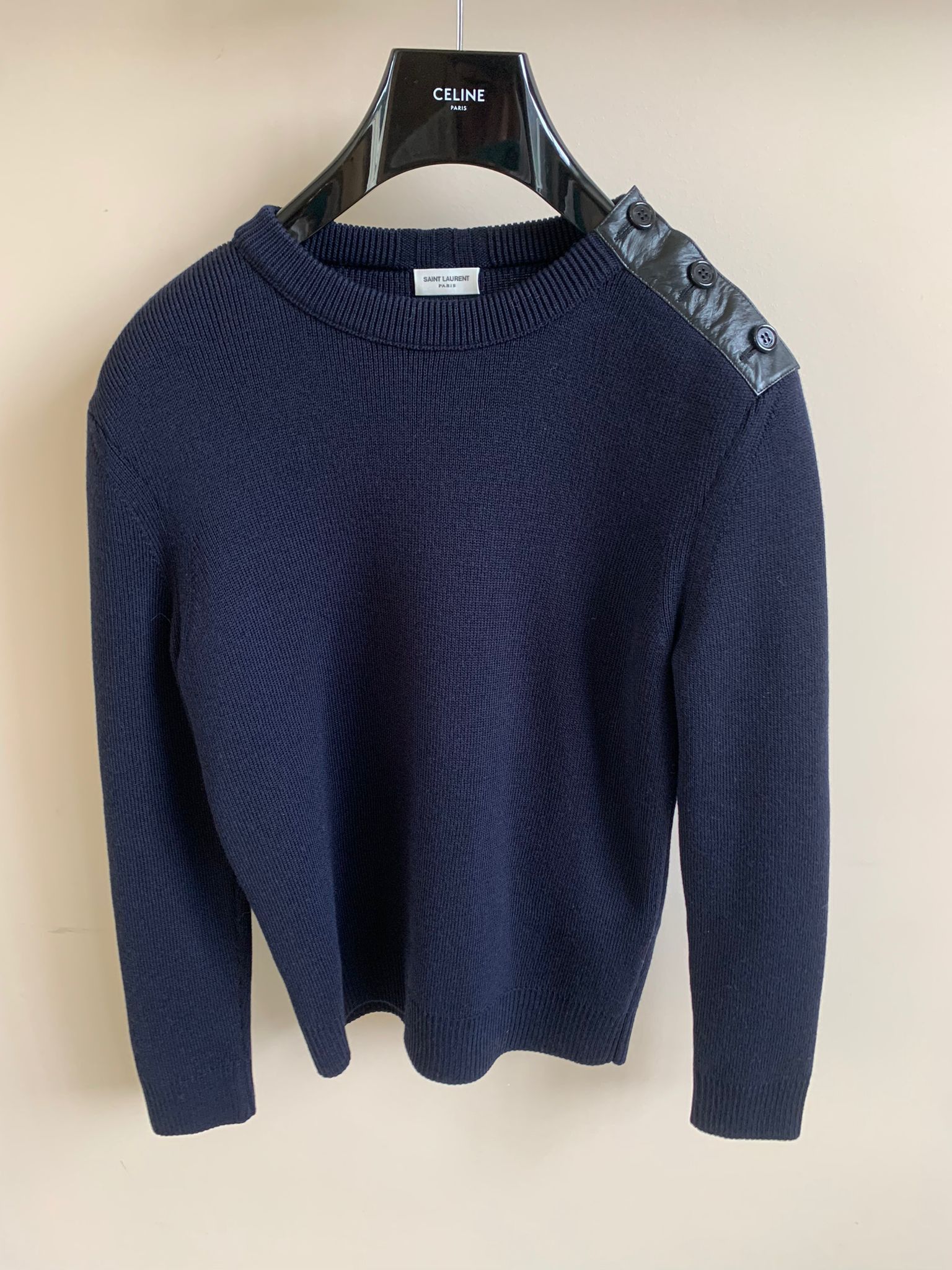 Saint Laurent Paris Knitwear With Button Shoulder - Pull Col Rond Bouton Size US M / EU 48-50 / 2 - 5 Thumbnail
