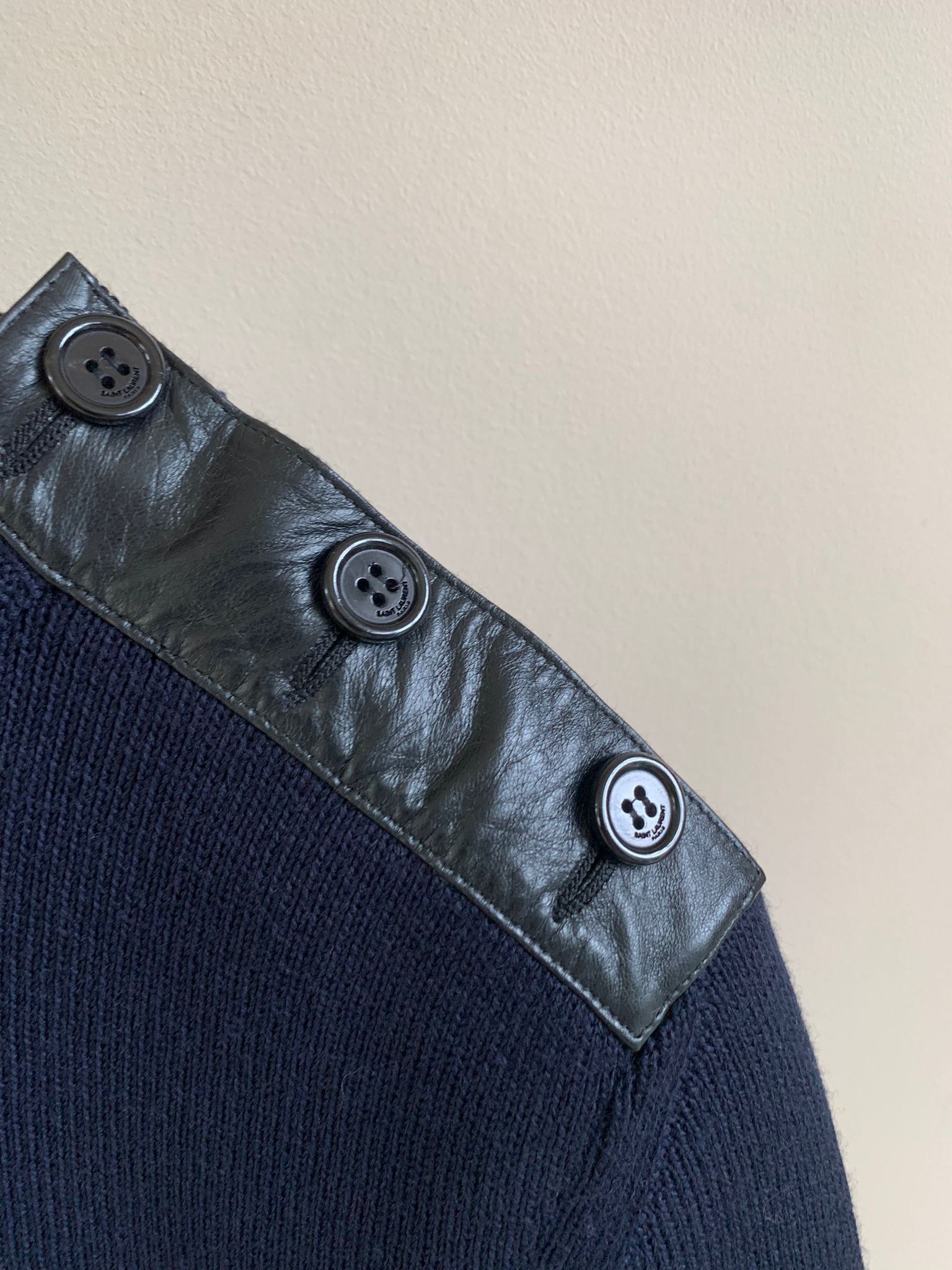 Saint Laurent Paris Knitwear With Button Shoulder - Pull Col Rond Bouton Size US M / EU 48-50 / 2 - 8 Thumbnail
