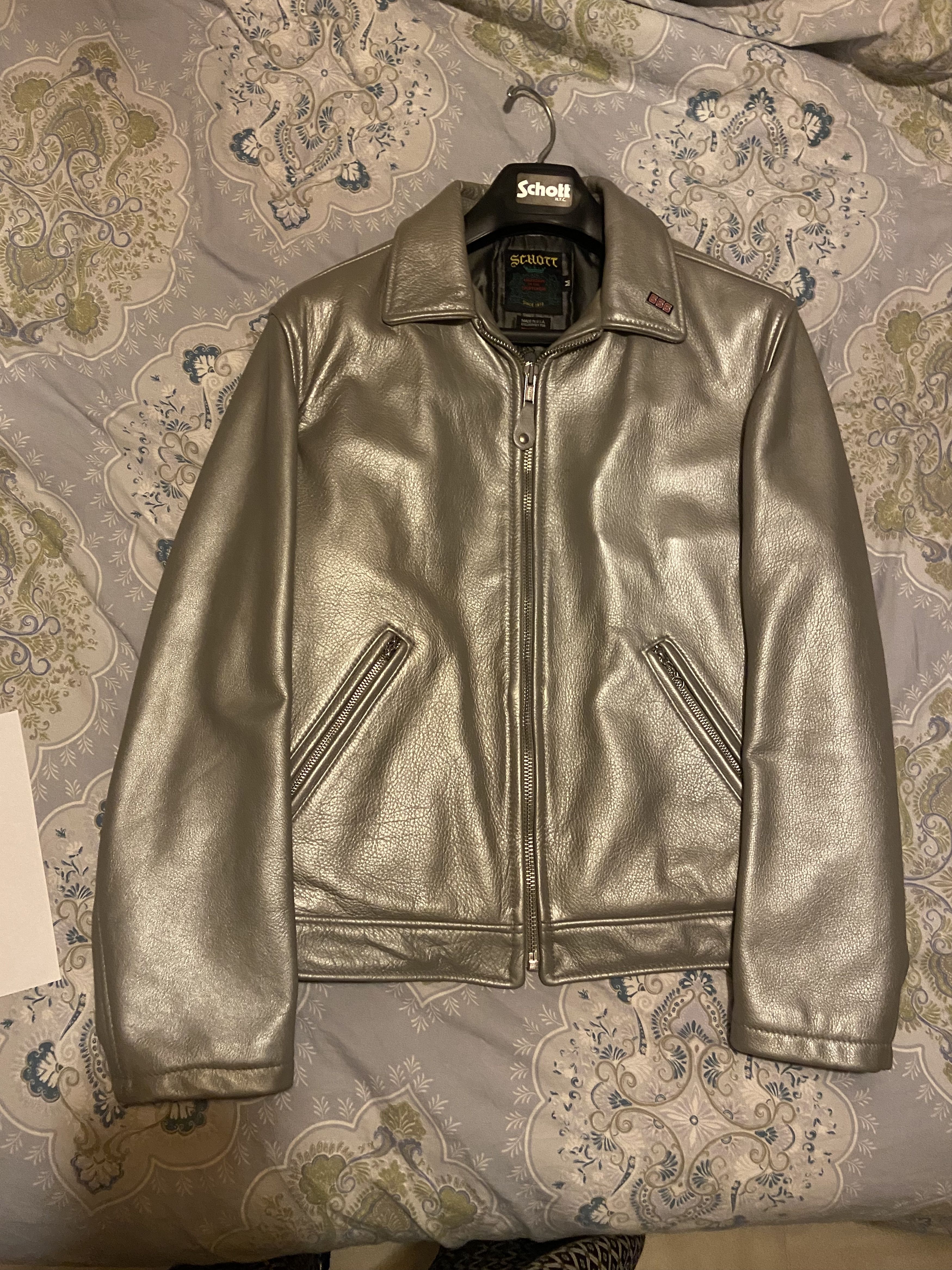 Supreme Supreme Schott Leather Work Jacket Silver Medium | Grailed