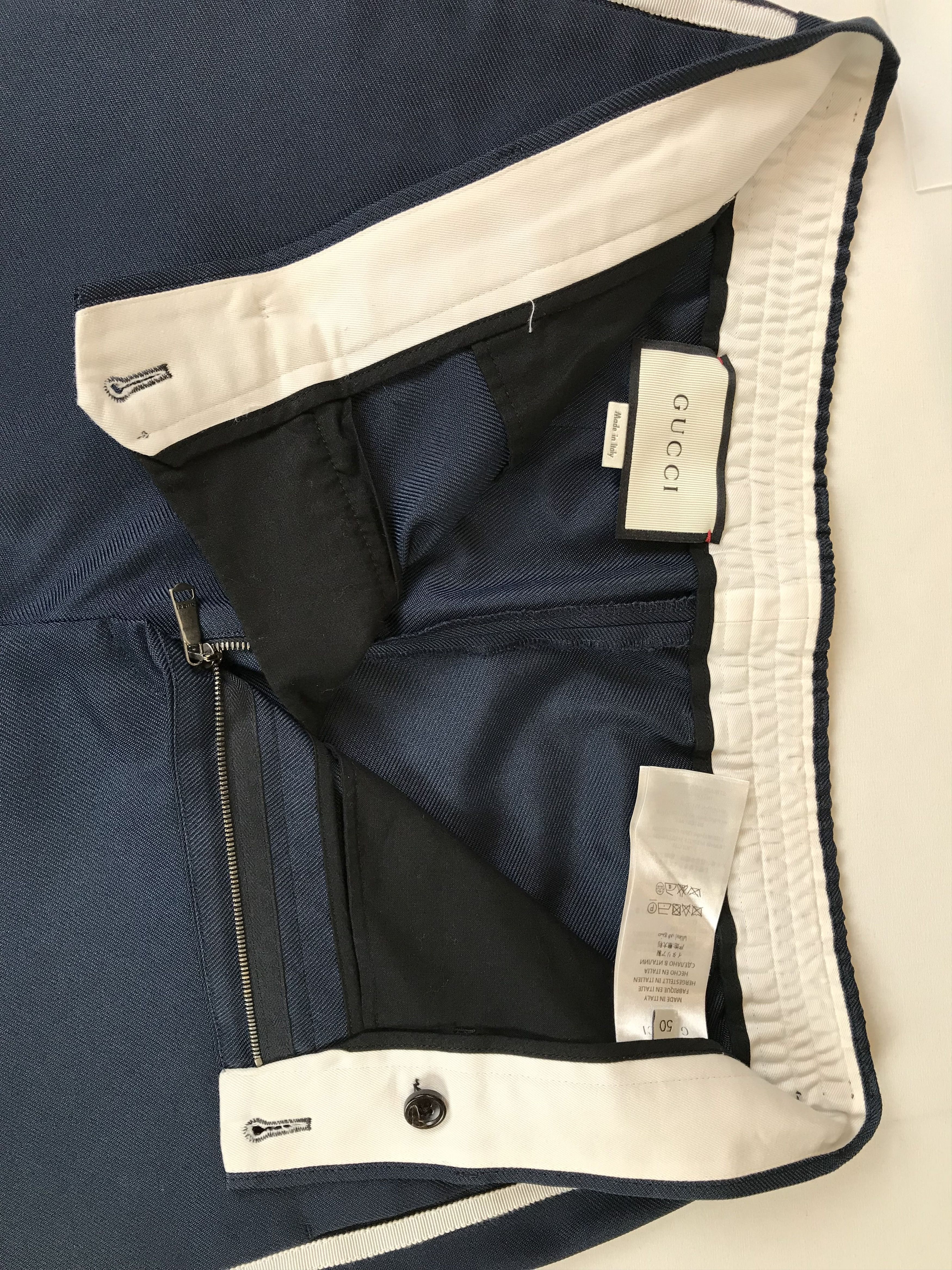 Gucci Gucci Navy Trousers With White Piping On Sides Size US 34 / EU 50 - 6 Thumbnail