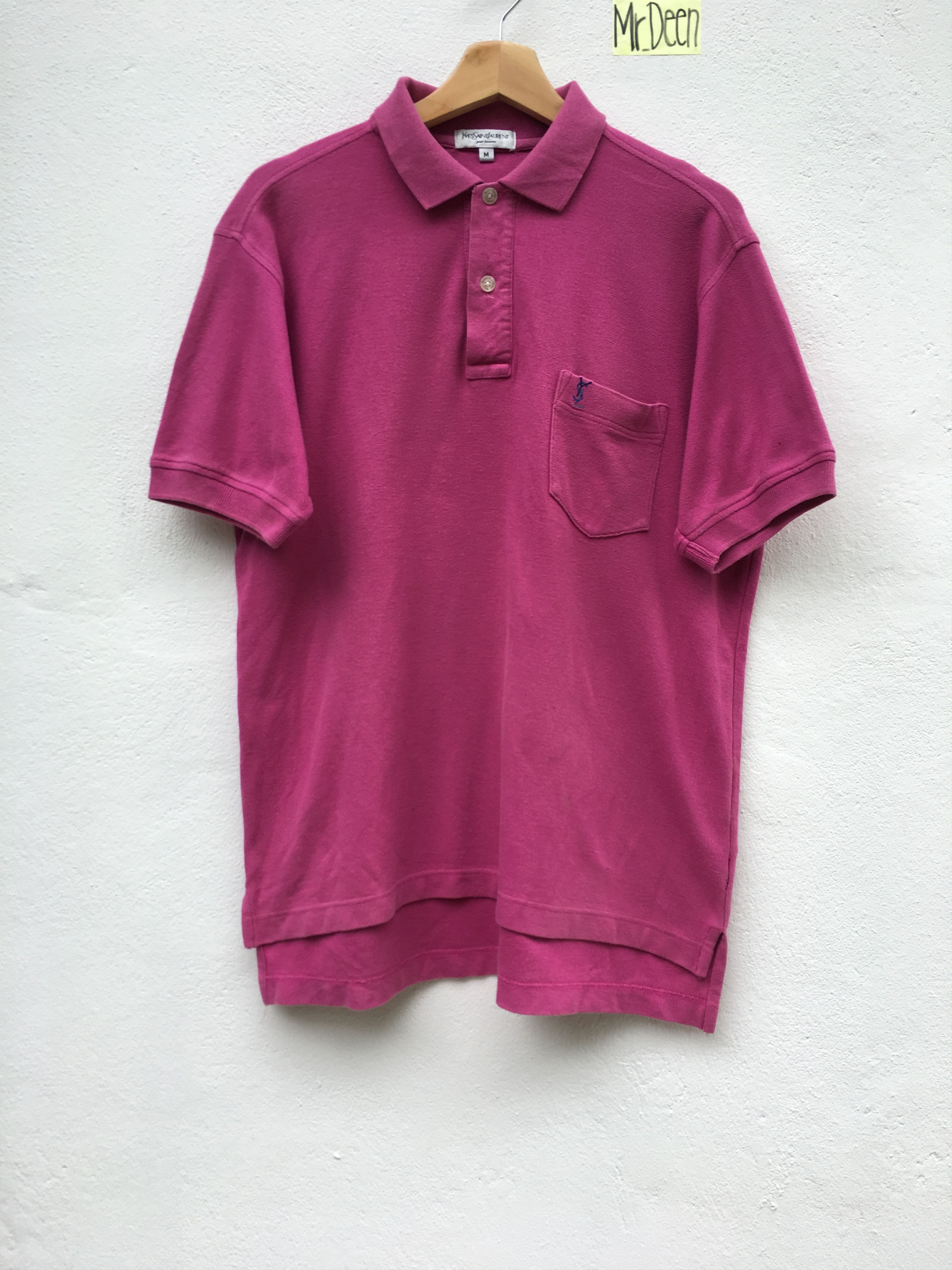 Vintage 90's YSL Yves Saint Laurent Polo Pink Shirt