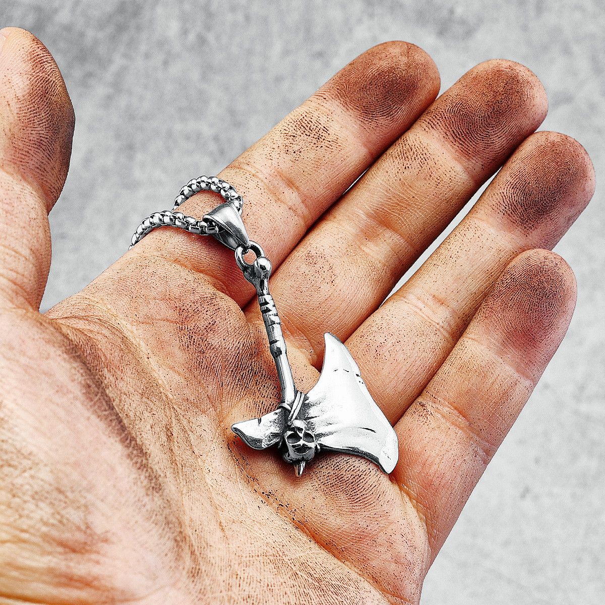 Jewelry 316L Stainless Steel Skull Axe Pendant Necklace Size ONE SIZE - 1 Thumbnail
