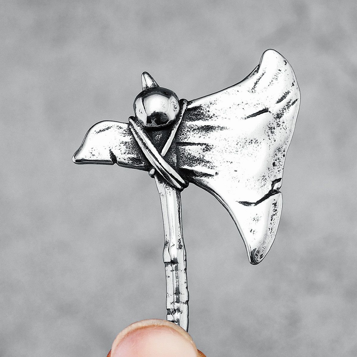 Jewelry 316L Stainless Steel Skull Axe Pendant Necklace Size ONE SIZE - 3 Thumbnail