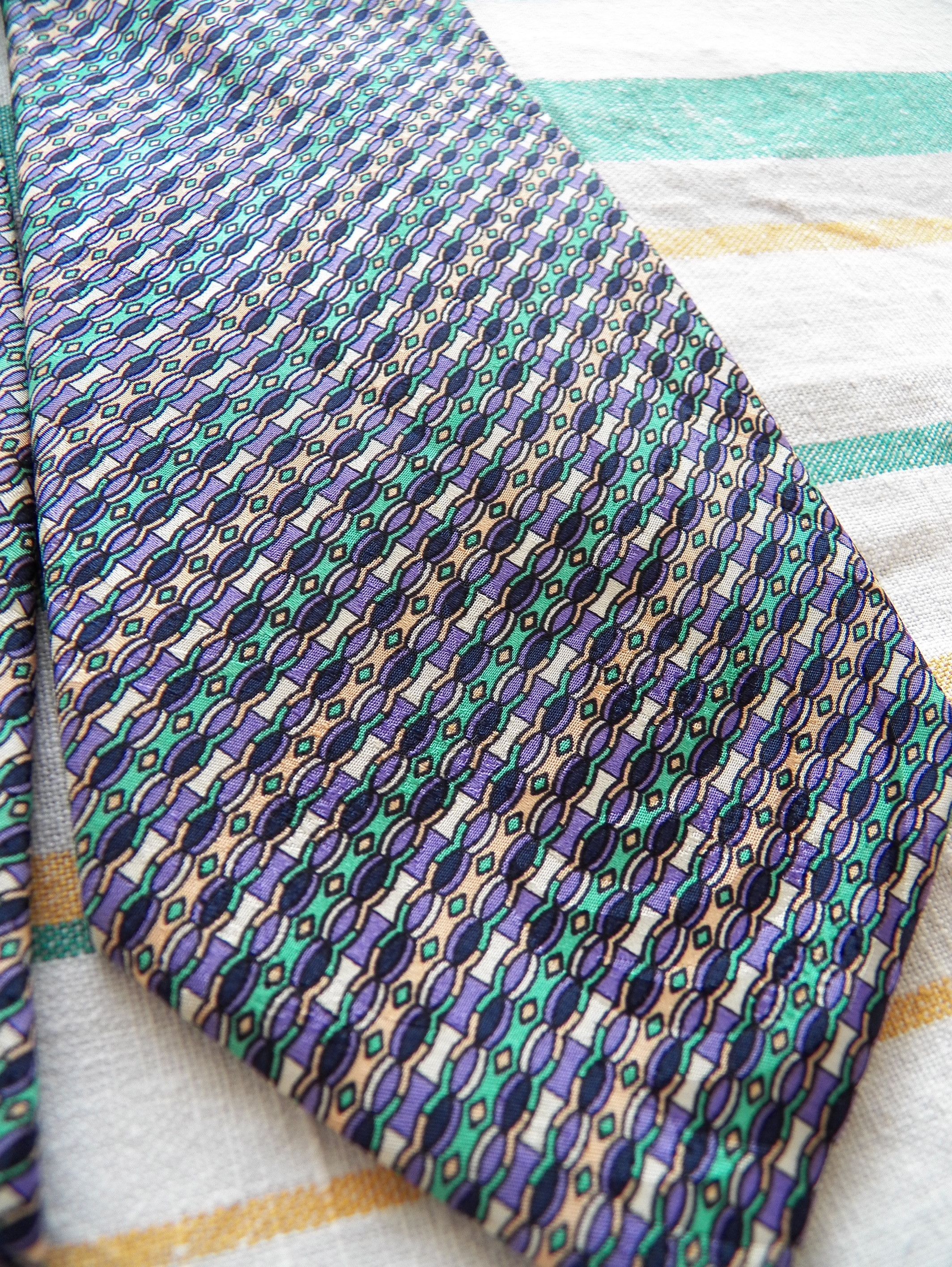 Missoni NECKTIE whimsical gloss satin silk multicolored geometric Size ONE SIZE - 2 Thumbnail