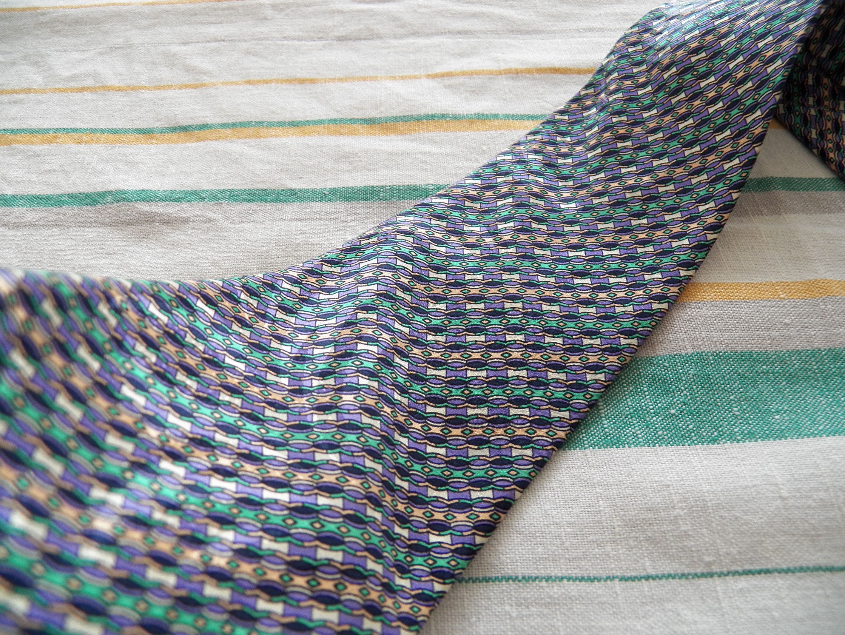 Missoni NECKTIE whimsical gloss satin silk multicolored geometric Size ONE SIZE - 4 Thumbnail