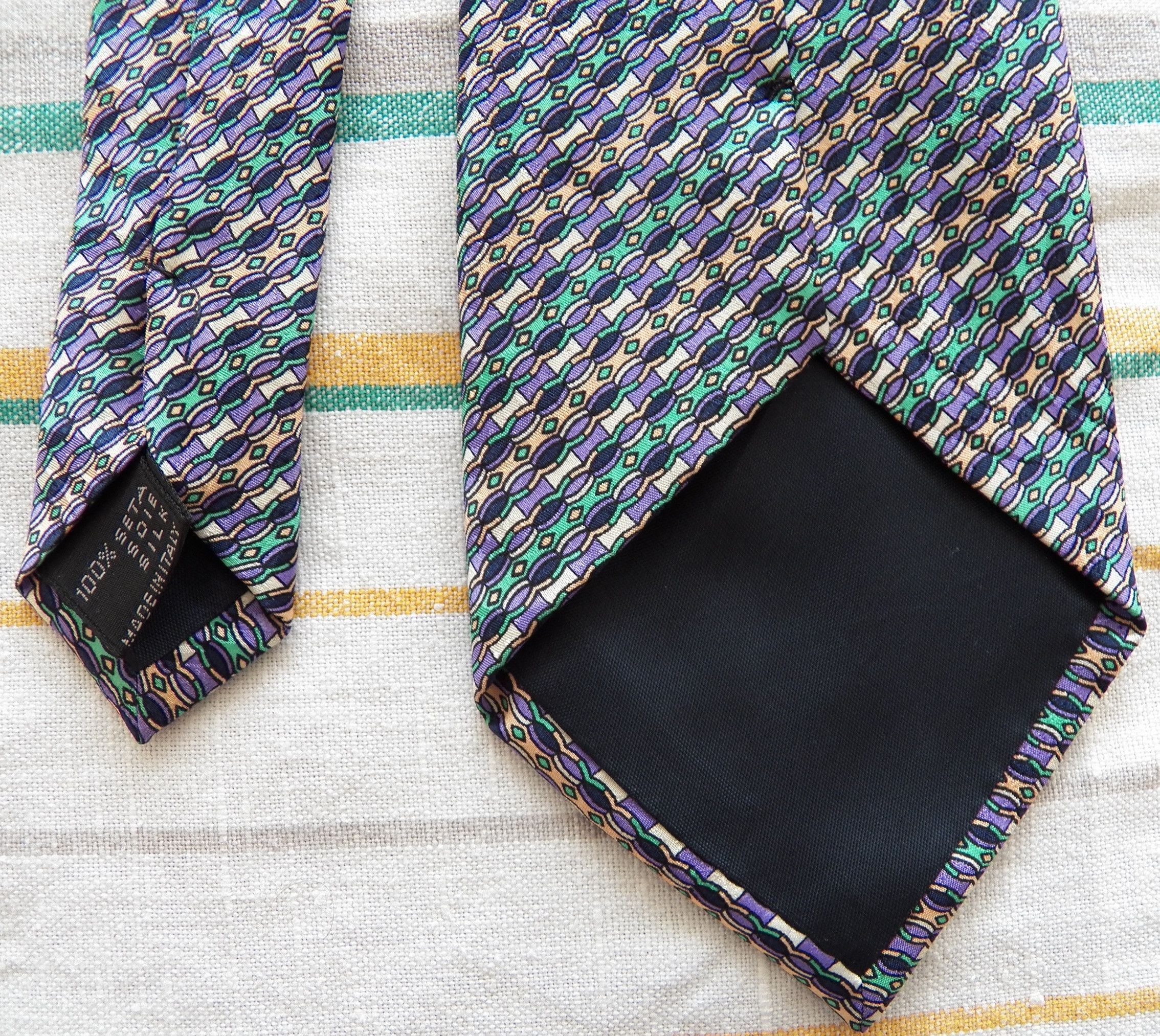 Missoni NECKTIE whimsical gloss satin silk multicolored geometric Size ONE SIZE - 8 Thumbnail