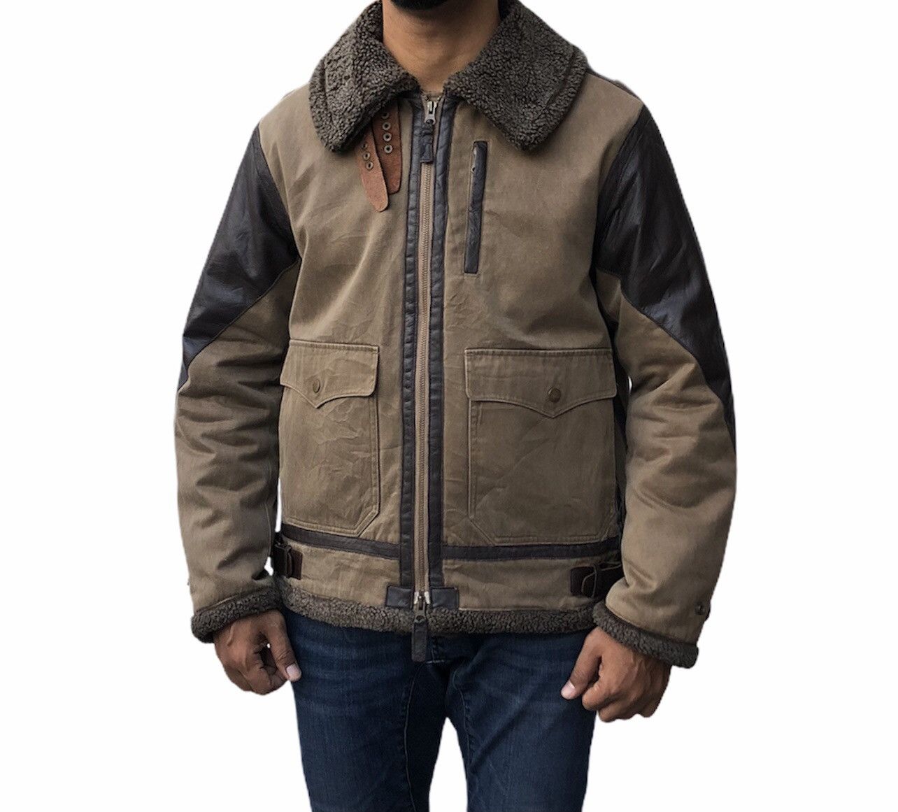 Japanese Brand Rescue Squad Sherling FauxSherling Real Suede Leather Jacket Size US M / EU 48-50 / 2 - 1 Thumbnail