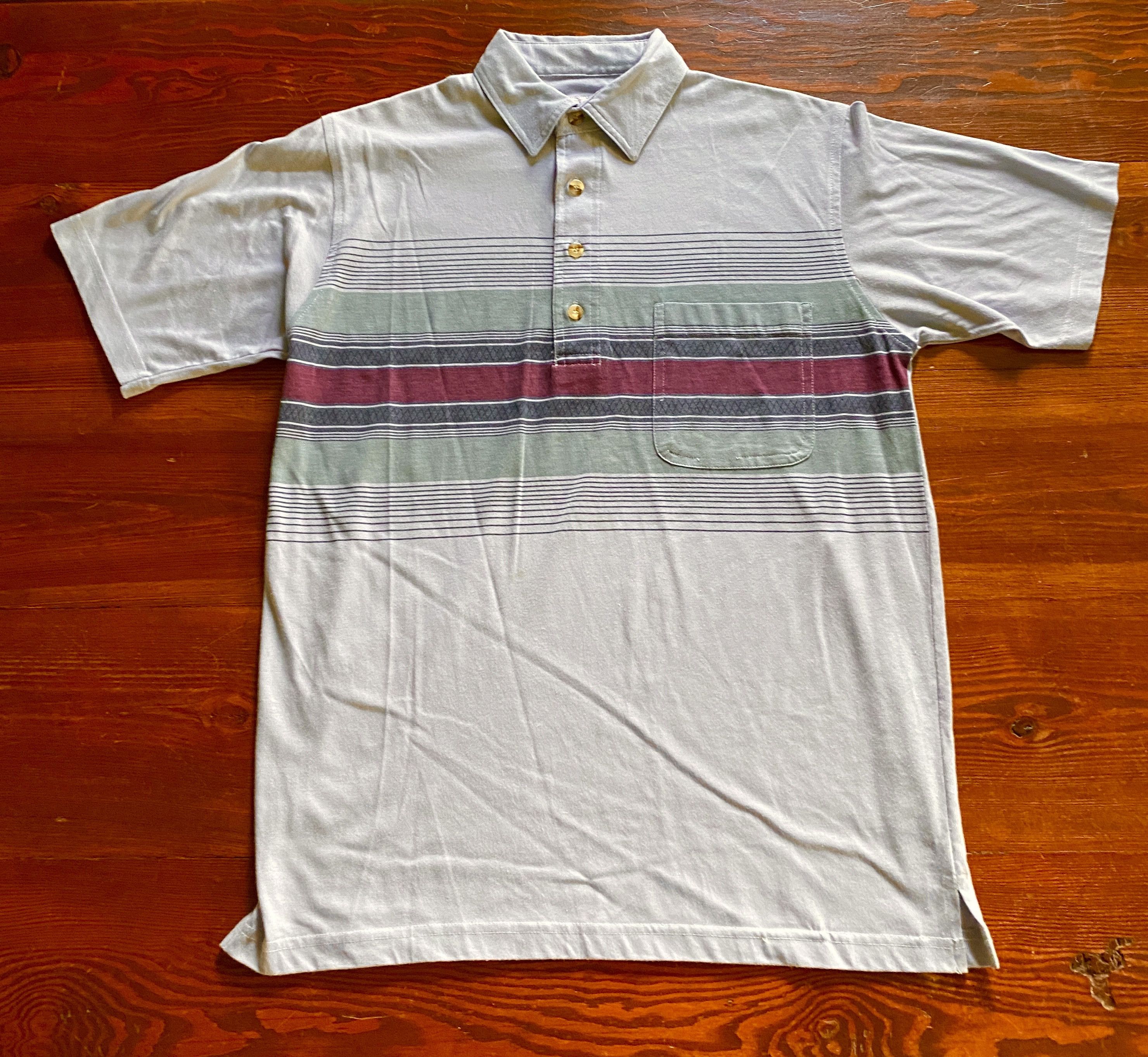 Vintage 80's Haband Casual Joe Striped Short Sleeve Polo