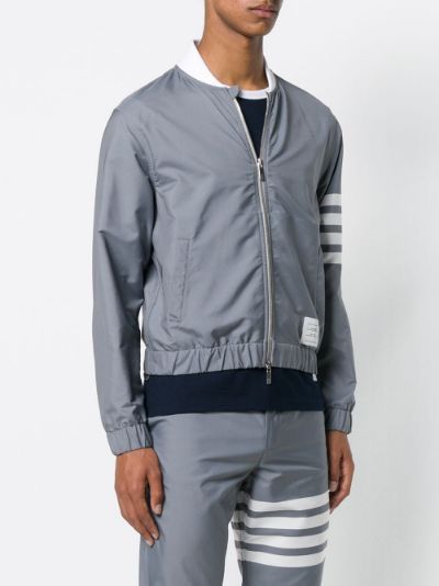 image of Thom Browne Ss19 4-Bar Swim Tech Bomber in Grey, Men's (Size Small)