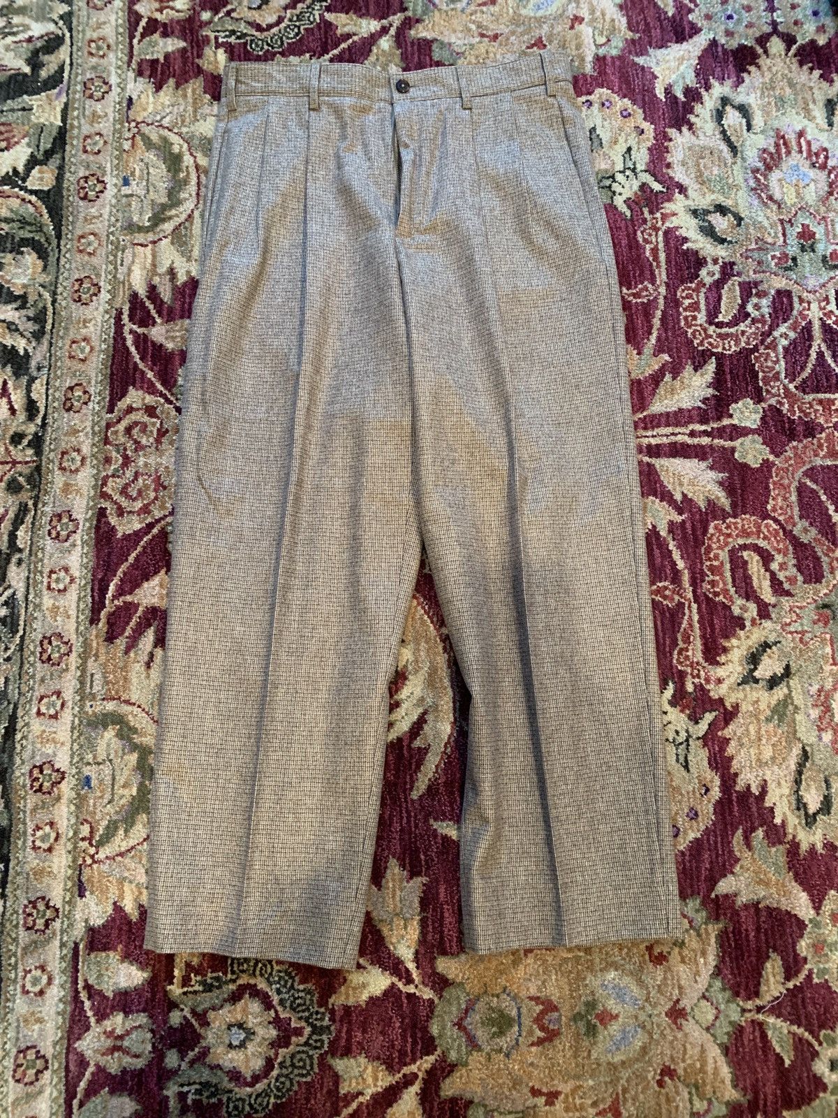 image of Noah Double Pleat Plaid Casual Trouser Ss21 in Brown, Men's (Size 34)