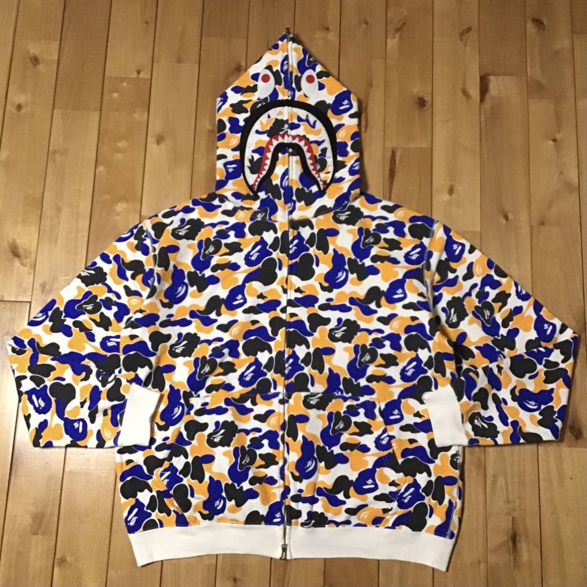 image of Maebashi City Camo Shark Full Zip Hoodie Bape Nigo Ape in Bape Camo, Men's (Size Large)