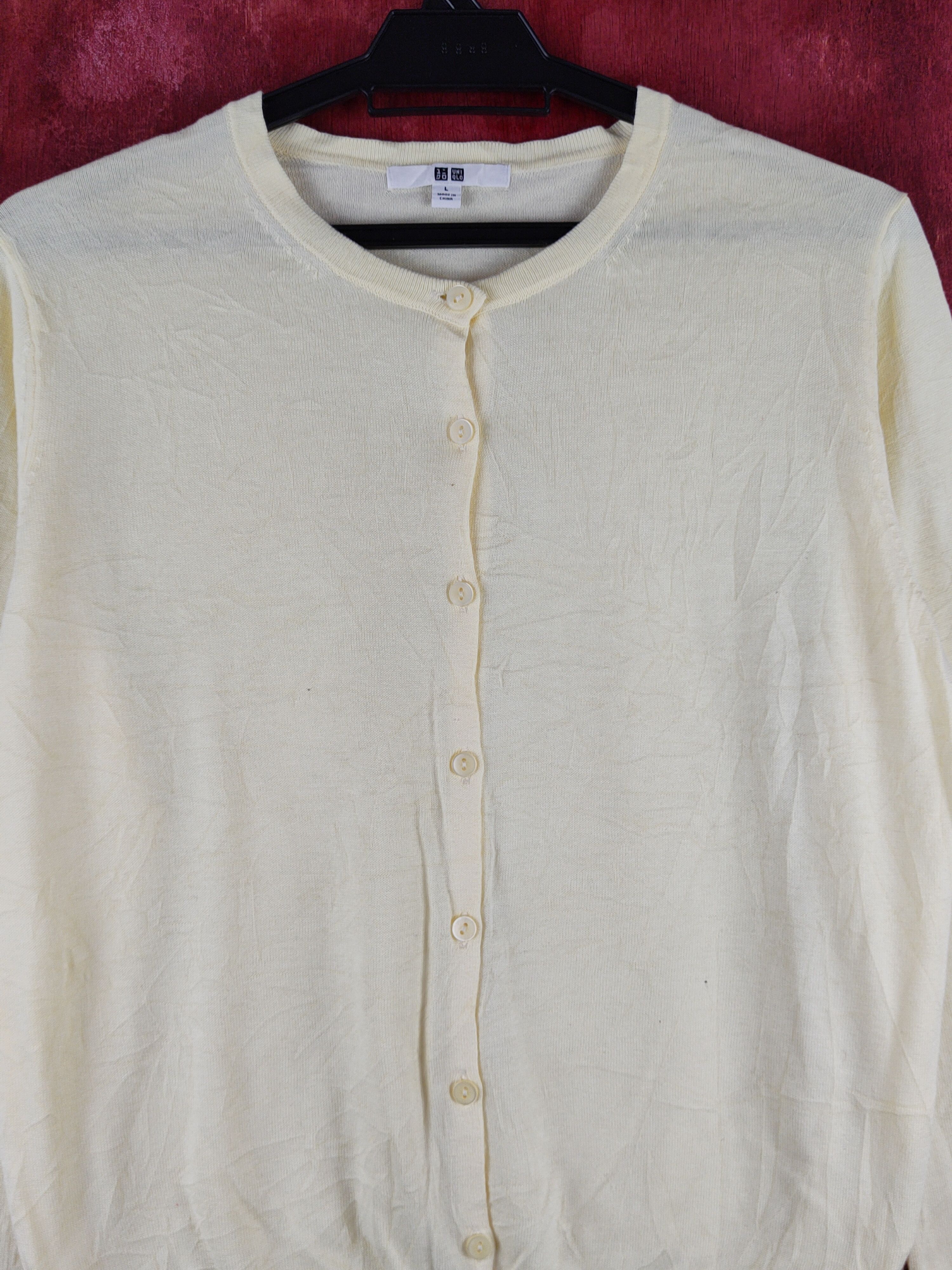 Japanese Brand Uniqlo Light Yellow Knitwear Cardigan vintage japan #S1246 Size L / US 10 / IT 46 - 2 Thumbnail