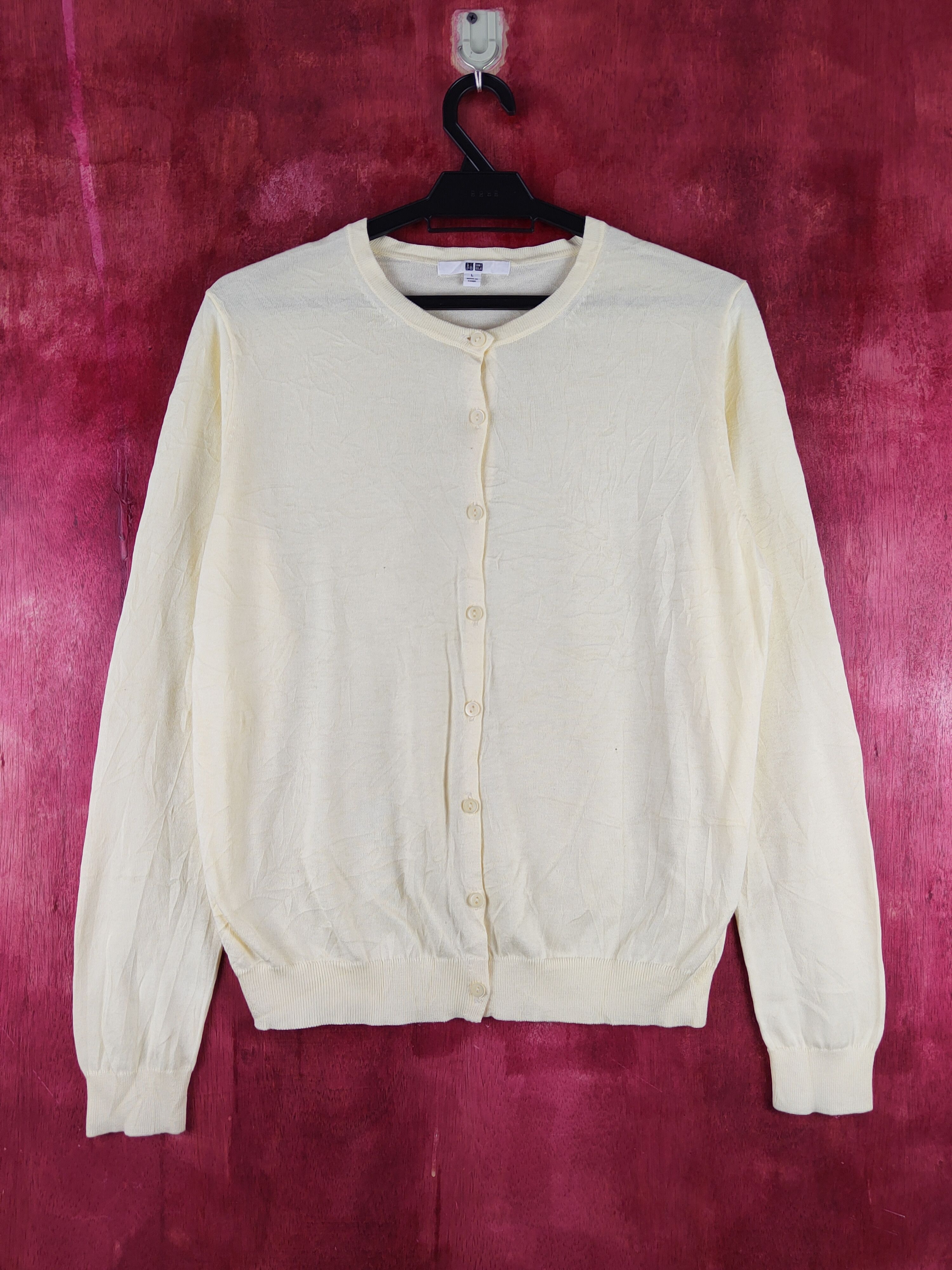 Japanese Brand Uniqlo Light Yellow Knitwear Cardigan vintage japan #S1246 Size L / US 10 / IT 46 - 1 Thumbnail