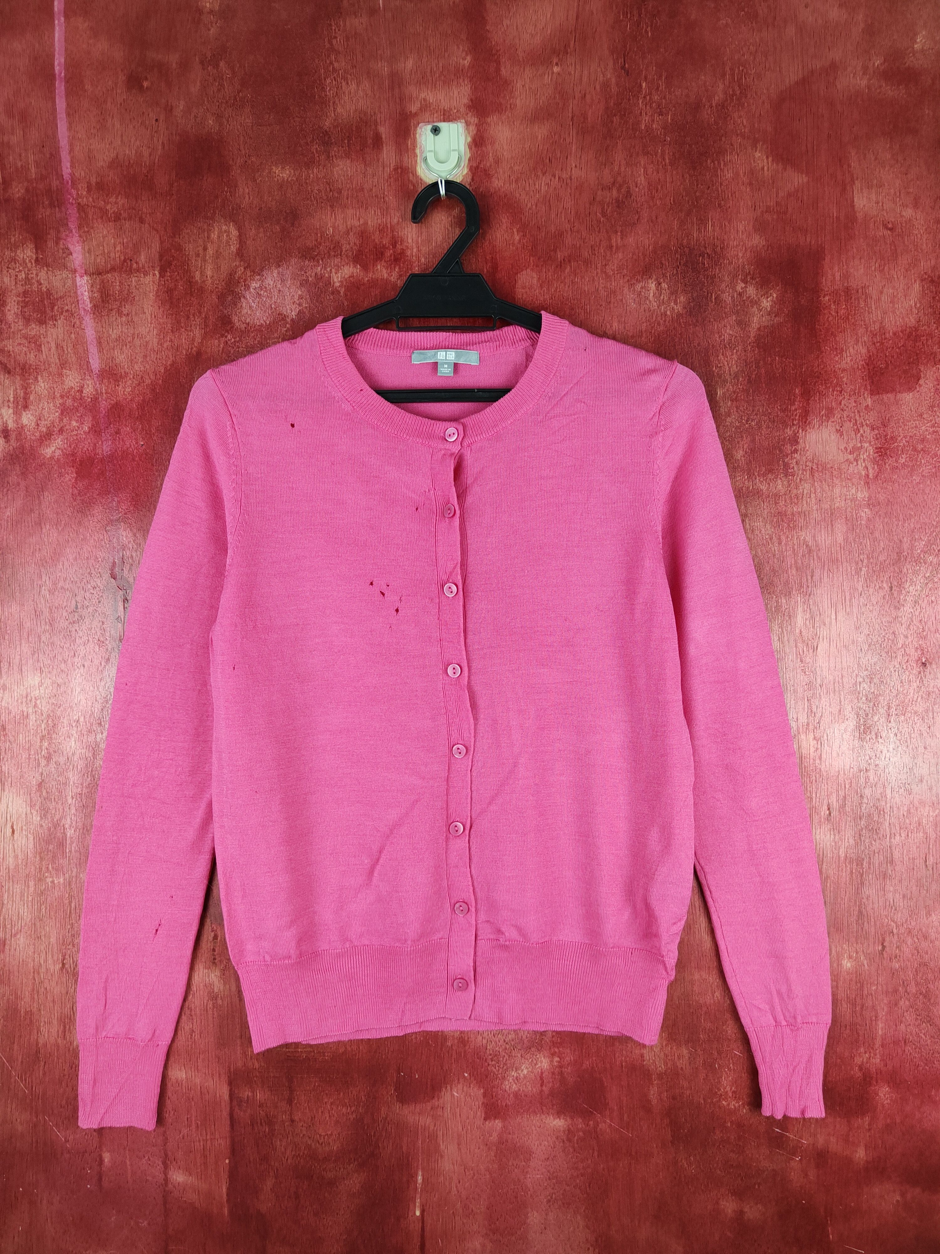 Japanese Brand × Uniqlo Uniqlo japan vintage distressed knitwear Pink Cardigan #S859 Size M / US 6-8 / IT 42-44 - 1 Thumbnail