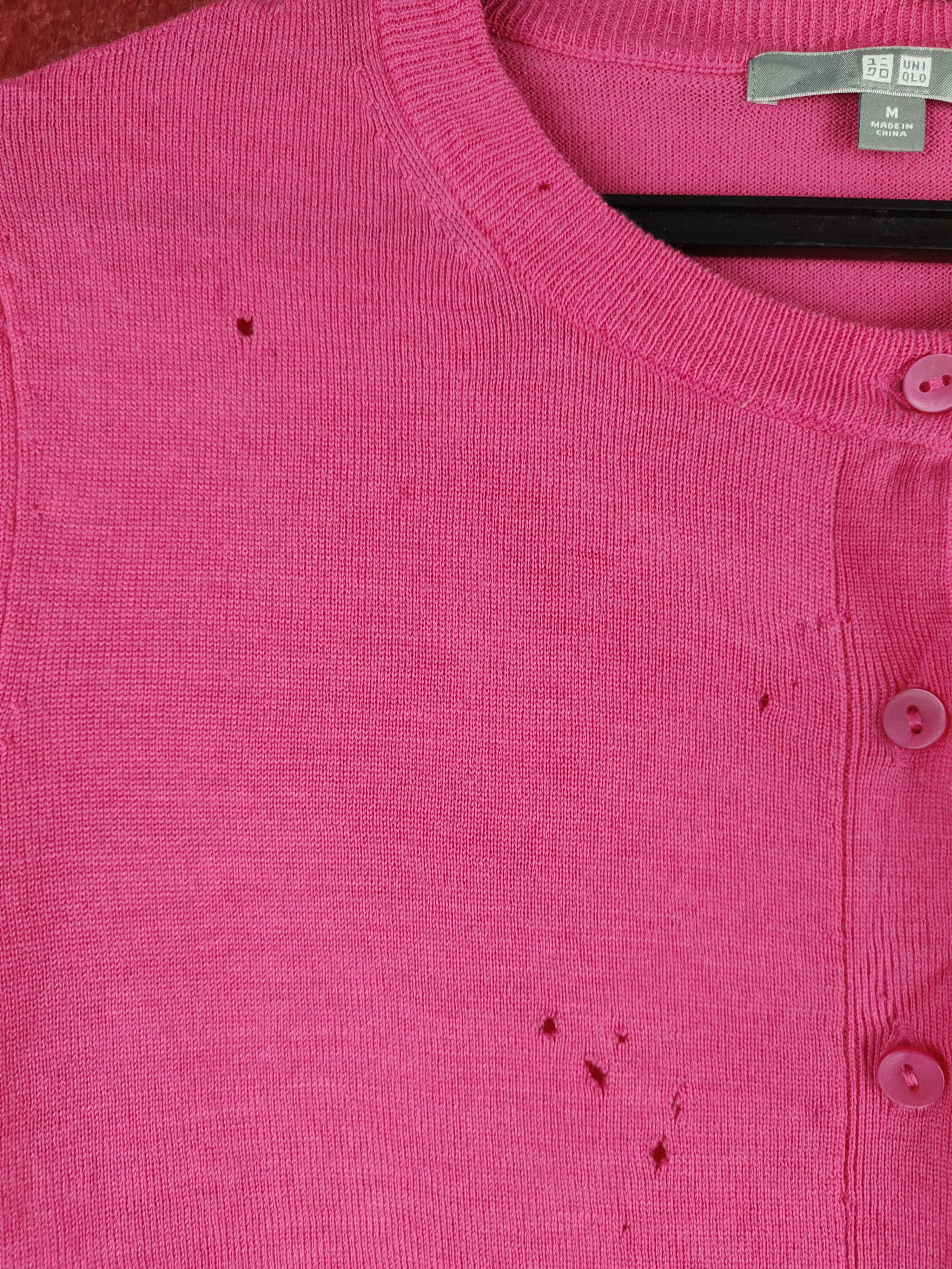 Japanese Brand × Uniqlo Uniqlo japan vintage distressed knitwear Pink Cardigan #S859 Size M / US 6-8 / IT 42-44 - 3 Thumbnail