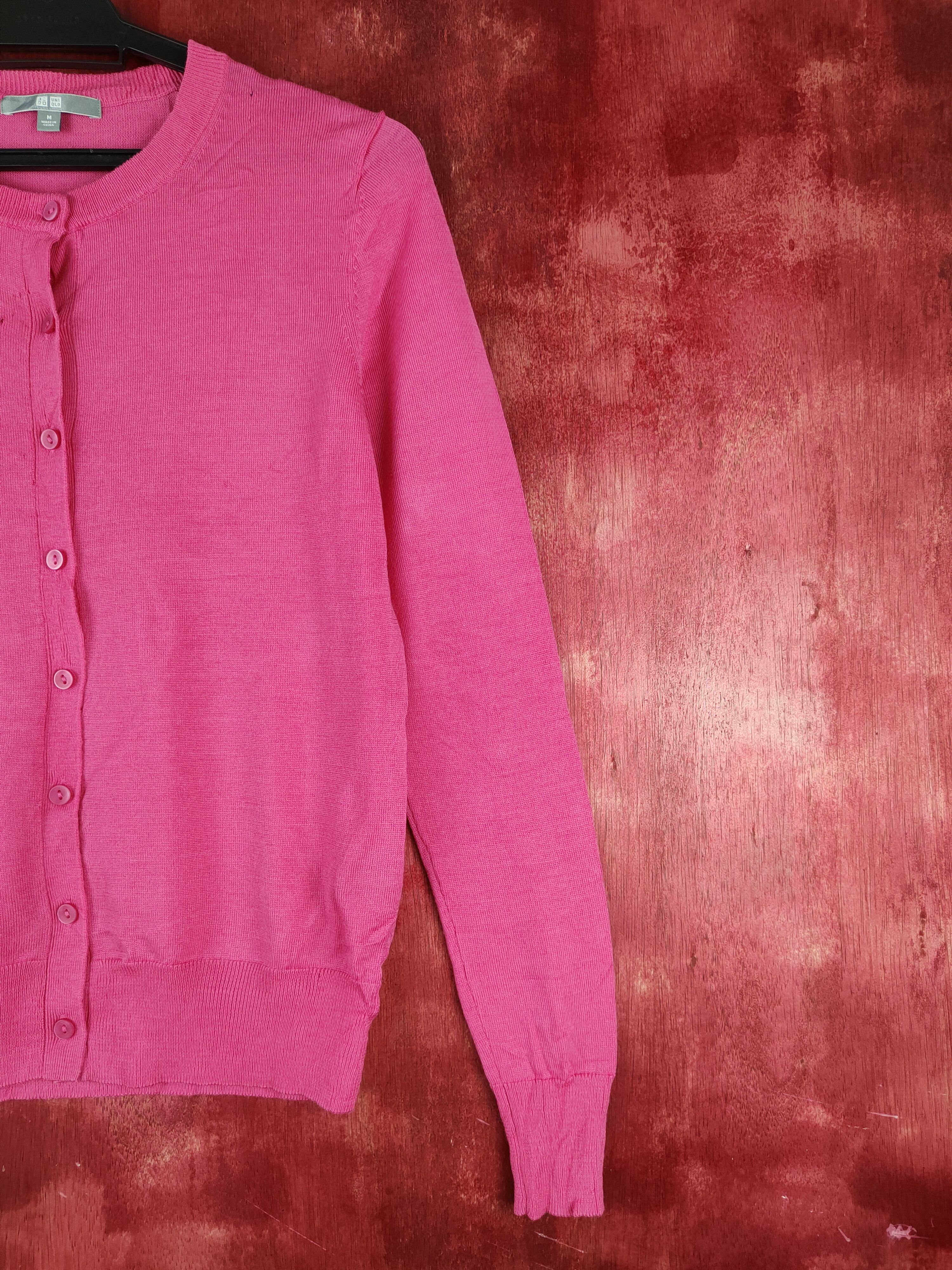 Japanese Brand × Uniqlo Uniqlo japan vintage distressed knitwear Pink Cardigan #S859 Size M / US 6-8 / IT 42-44 - 7 Thumbnail