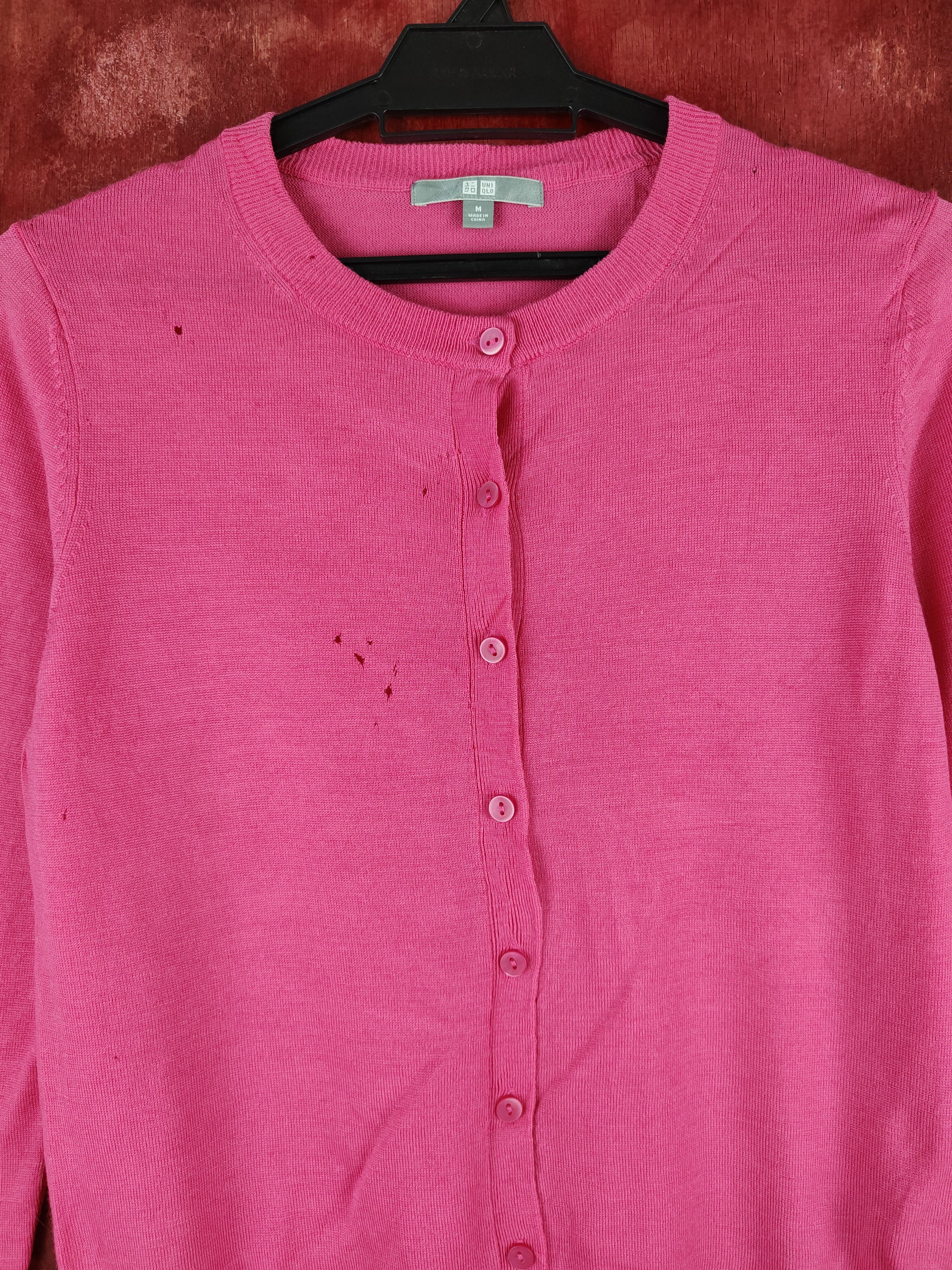 Japanese Brand × Uniqlo Uniqlo japan vintage distressed knitwear Pink Cardigan #S859 Size M / US 6-8 / IT 42-44 - 2 Thumbnail