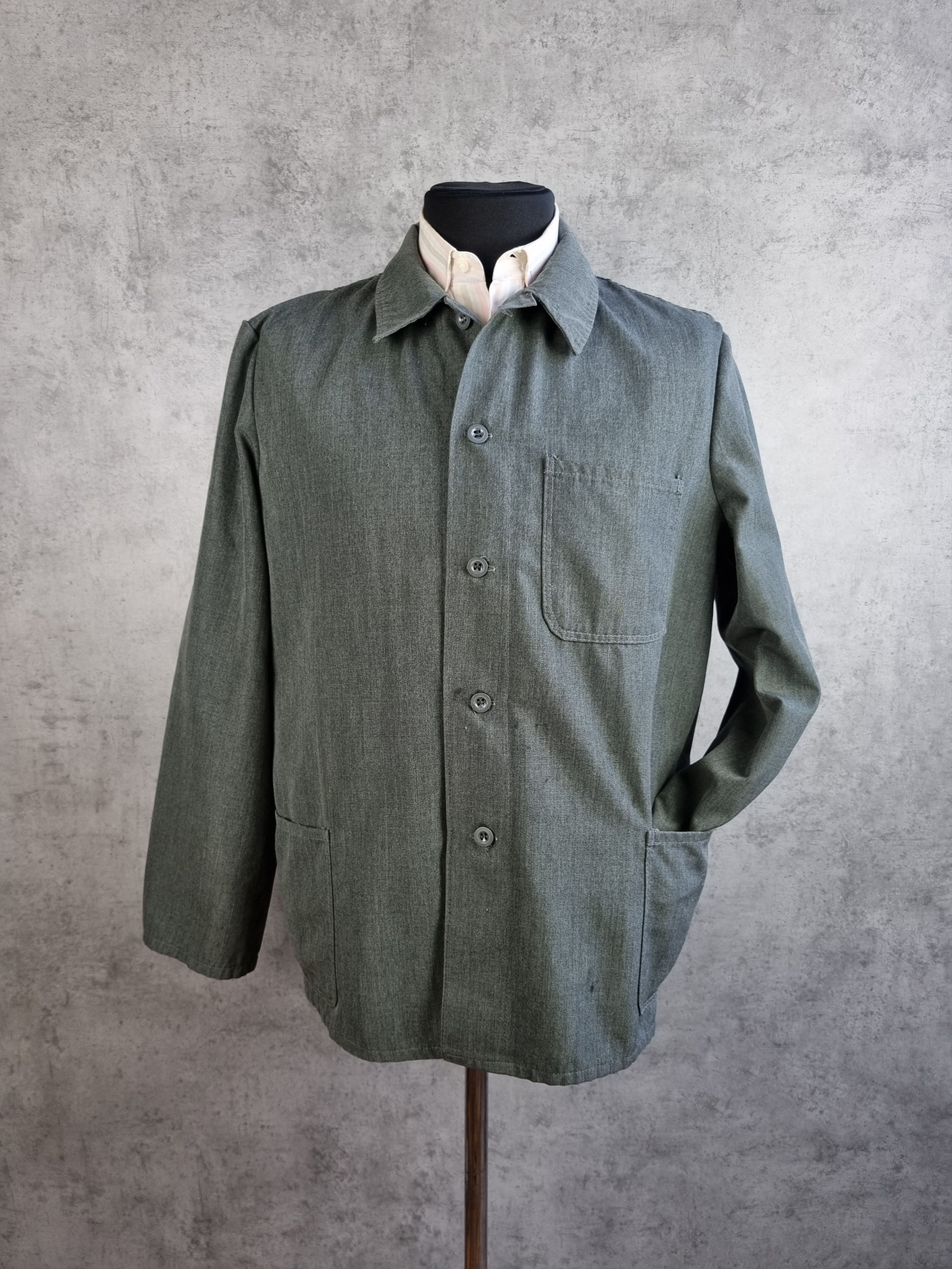 Le Laboureur × Vetra × Vintage Rare 70s Worker German collared button jacket Size US L / EU 52-54 / 3 - 4 Thumbnail