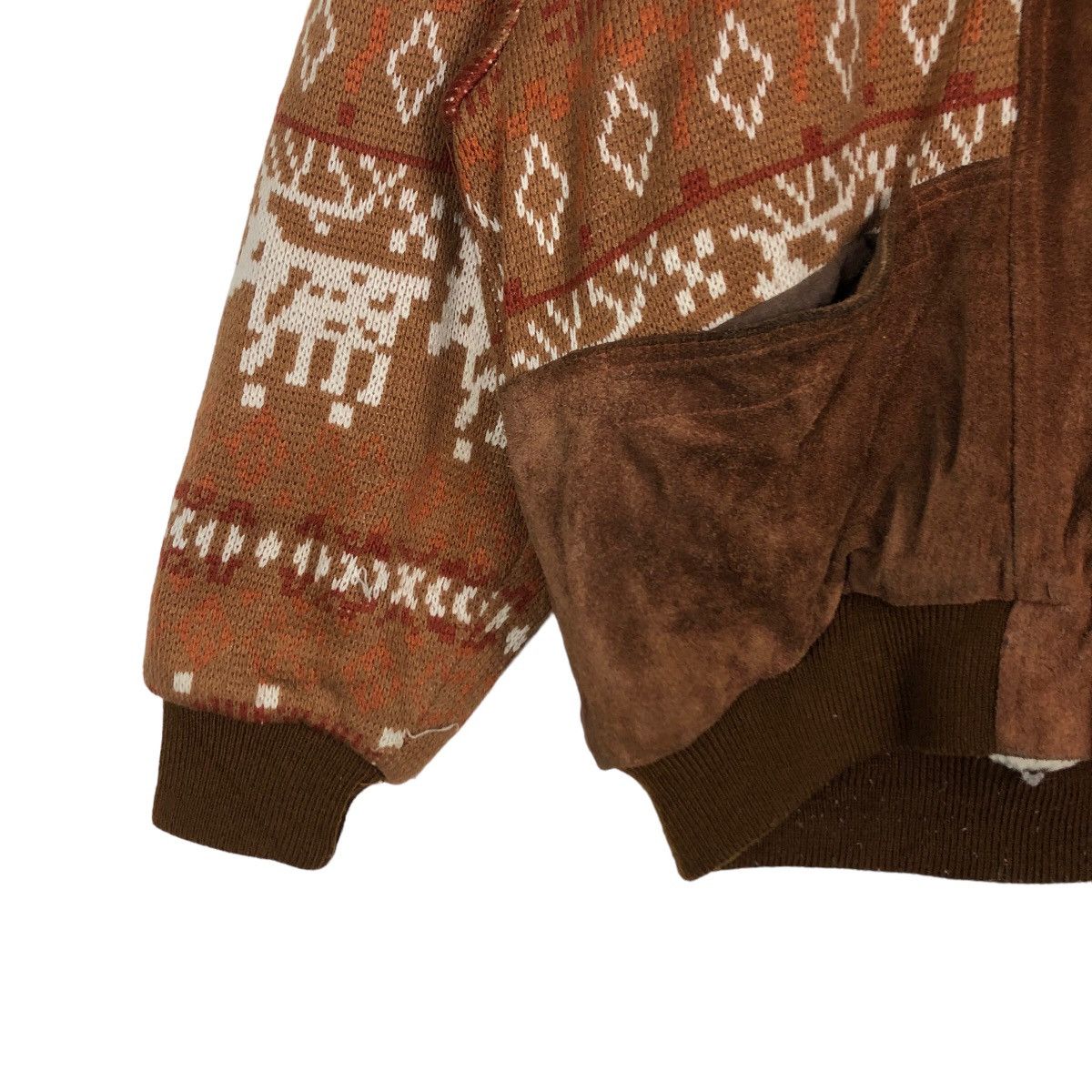 Japanese Brand VINTAGE BOMBER LEATHER JACKET AZTEC NAVAJO DESIGN SILKROAD Size US M / EU 48-50 / 2 - 3 Thumbnail