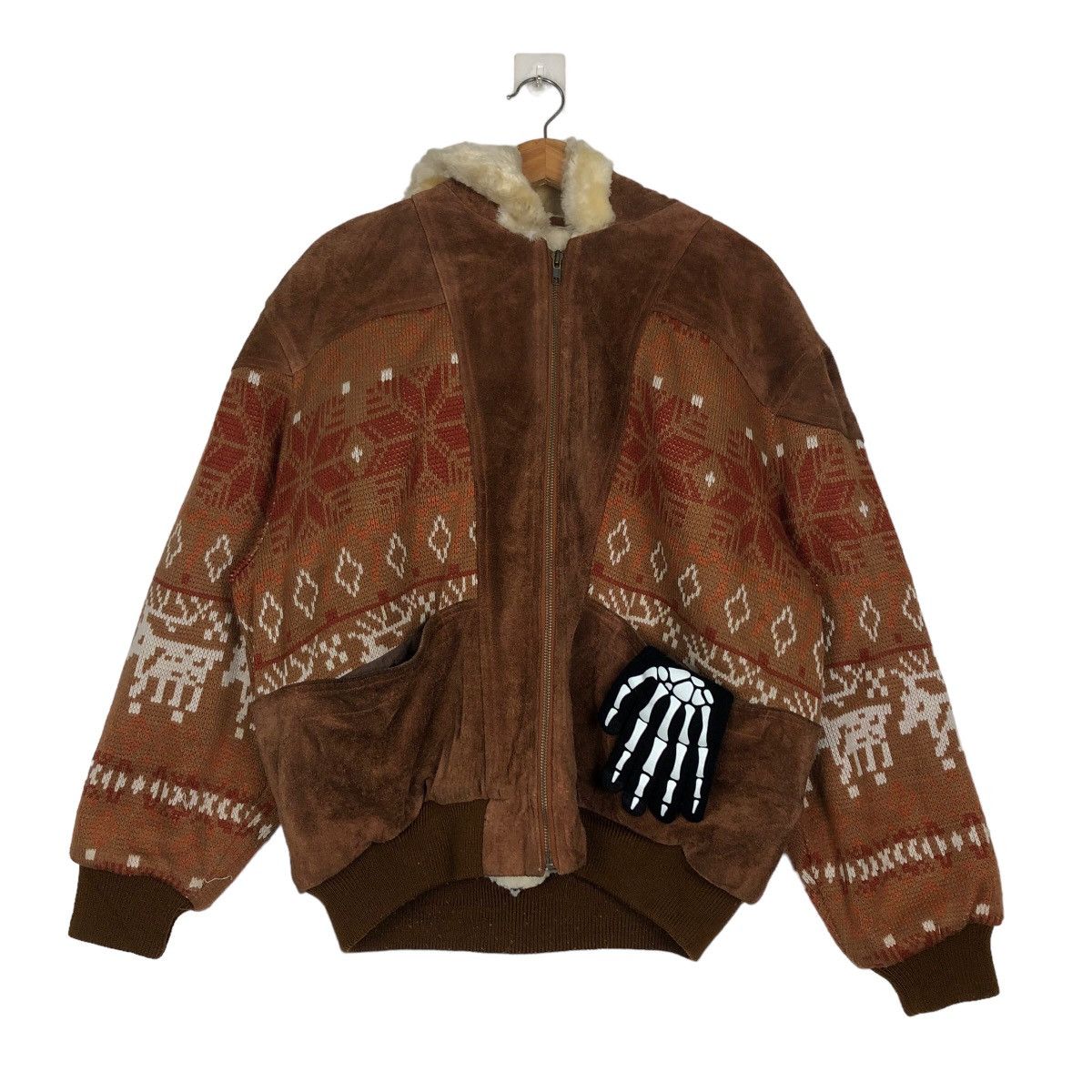 Japanese Brand VINTAGE BOMBER LEATHER JACKET AZTEC NAVAJO DESIGN SILKROAD Size US M / EU 48-50 / 2 - 1 Thumbnail