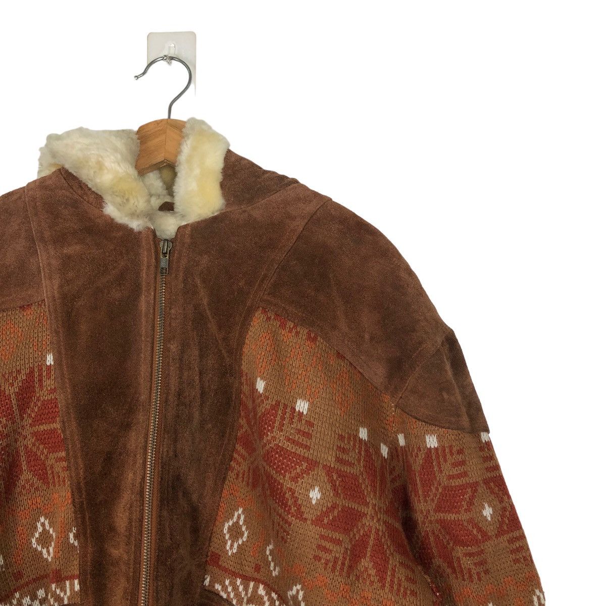 Japanese Brand VINTAGE BOMBER LEATHER JACKET AZTEC NAVAJO DESIGN SILKROAD Size US M / EU 48-50 / 2 - 4 Thumbnail