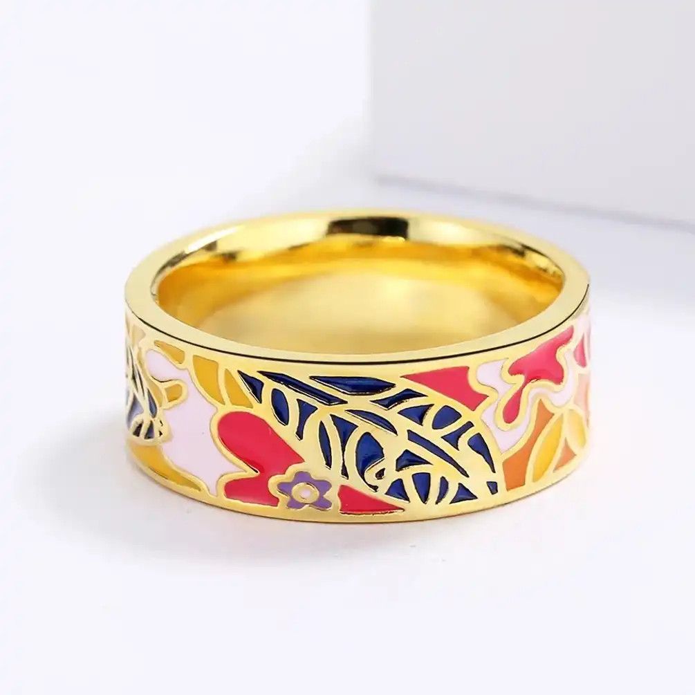 Jewelry Creative Handmade Colorful Enamel Heart Ring Size ONE SIZE - 3 Thumbnail